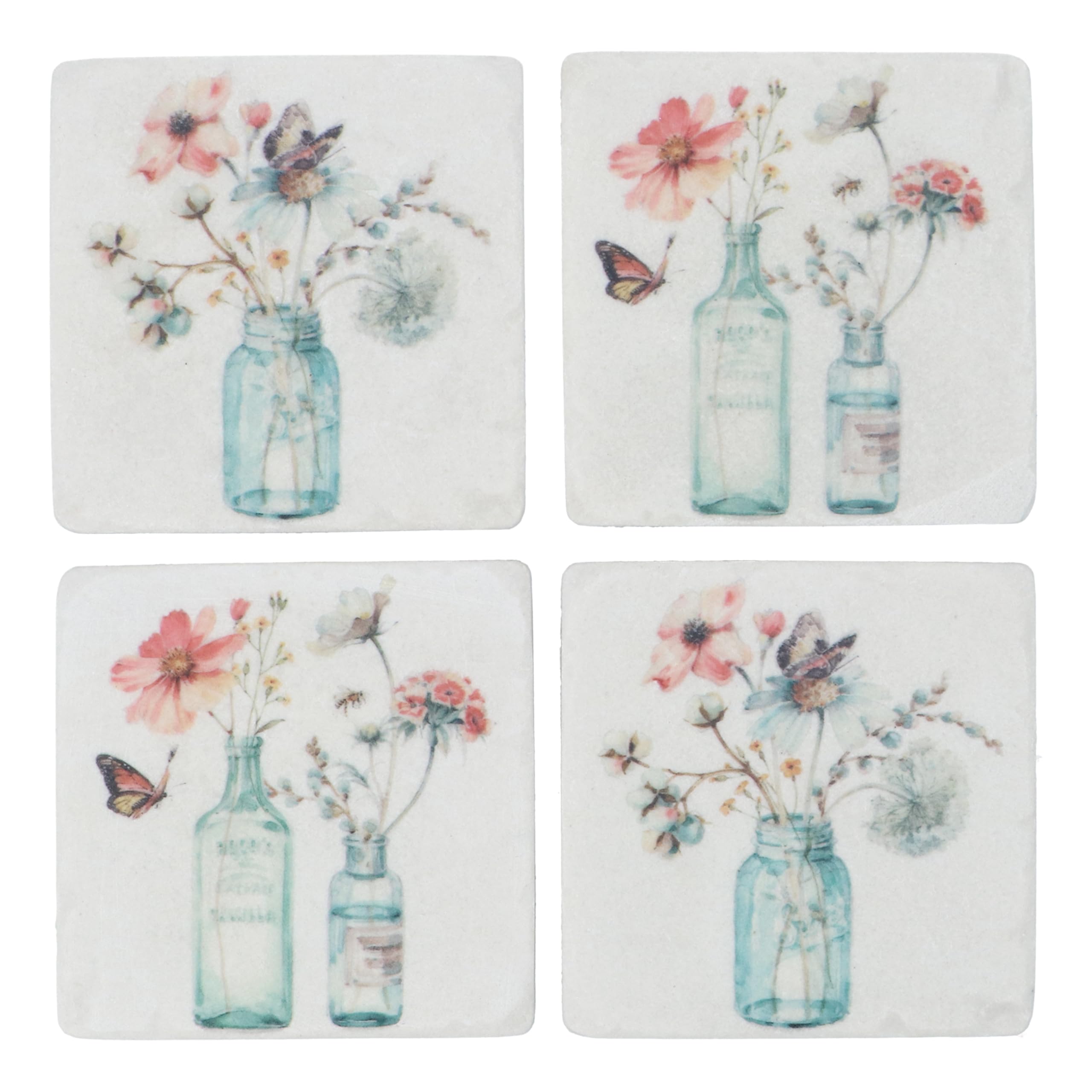 Gisela Graham Vase Floral Design Coasters, Set Of 4 (Vase)