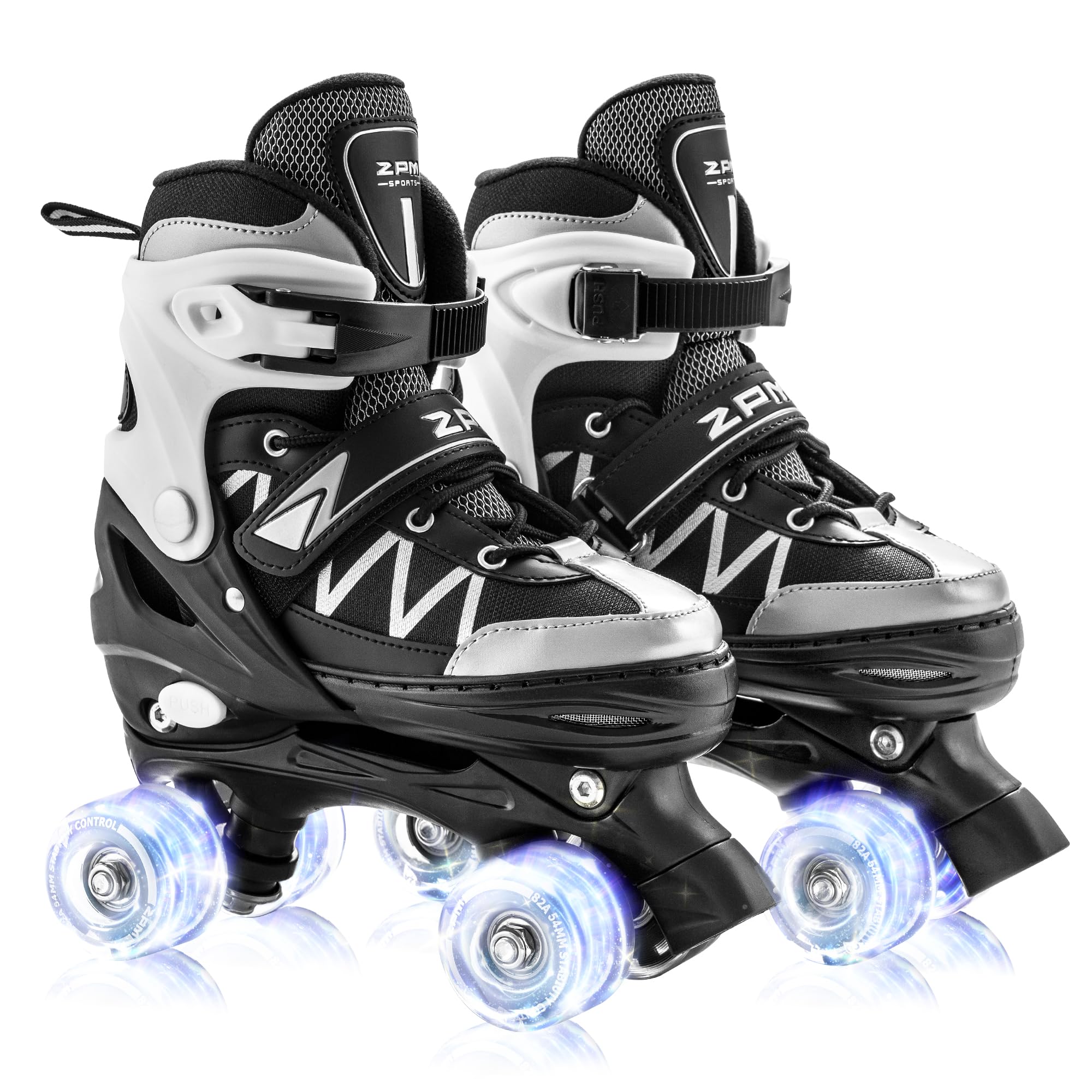 2PM SPORTS Roller Skates for Girls, 4 Size Adjustable Light up Kids Skates, Beginner Roller Skates for Boys Indoor Outdoor