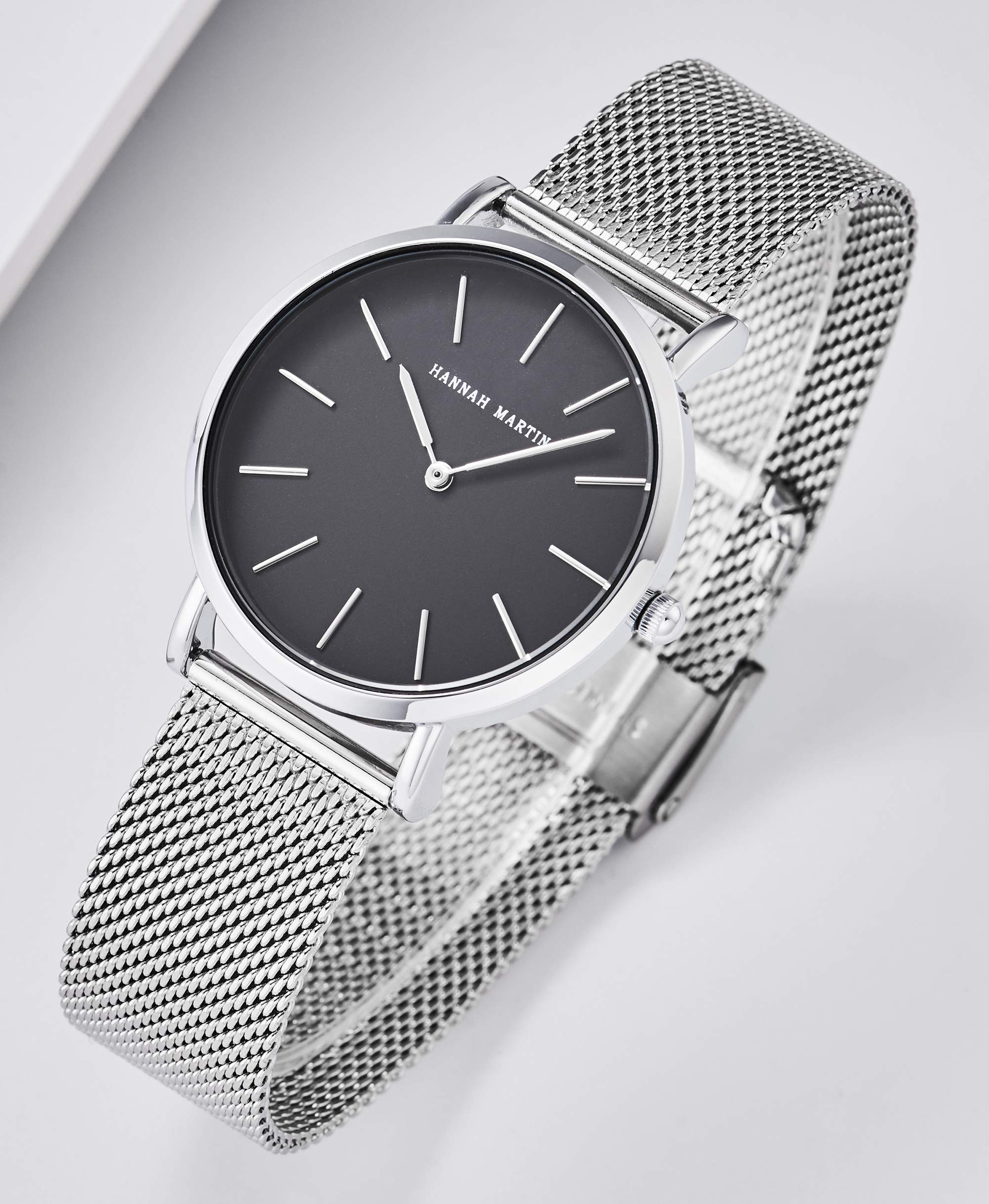 Paar Uhren Analog Quarz Edelstahl Wasserdicht Mesh Ultradünne Set für Sie und Ihn
