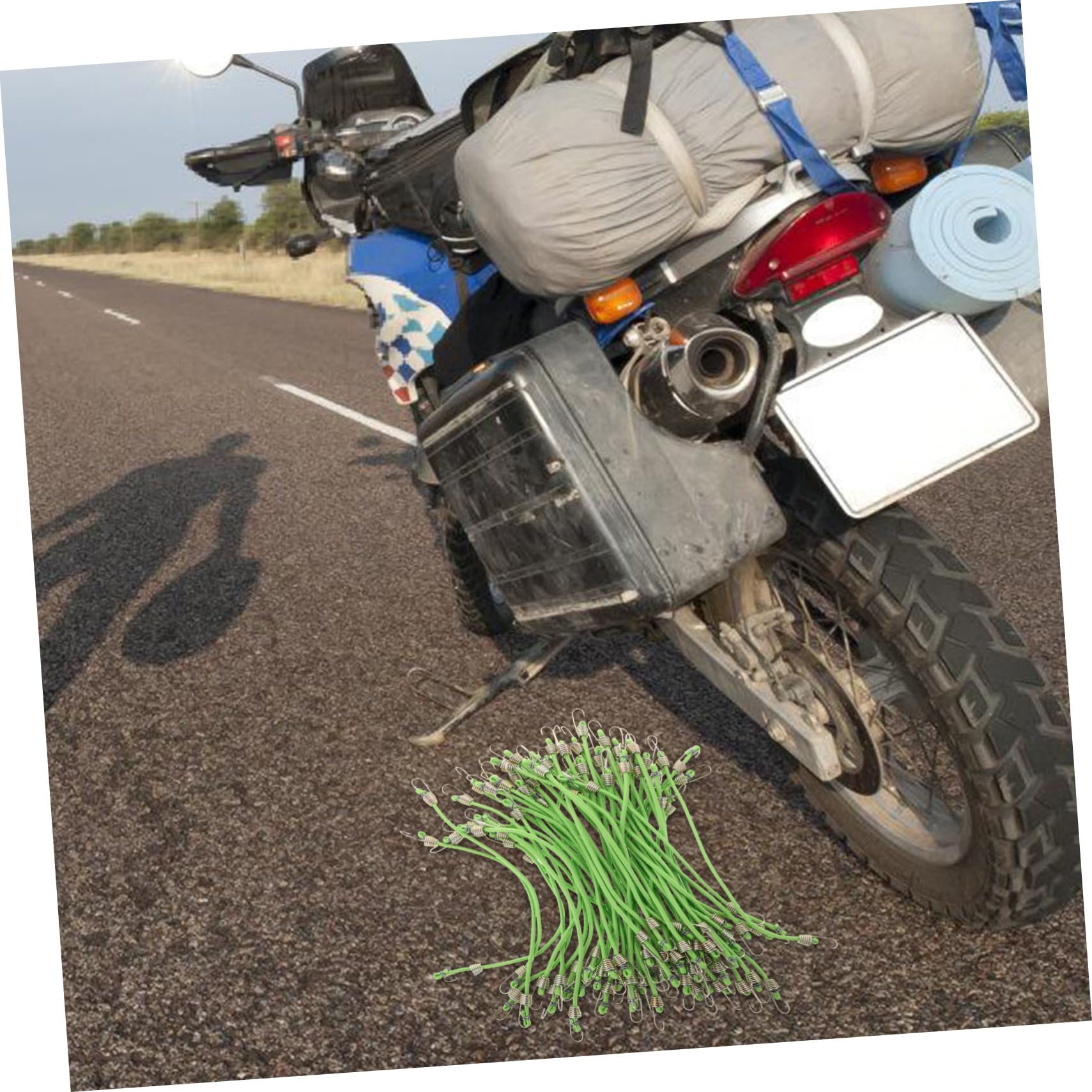 Cinghia Elastica con Ganci, Mini Lattice Verde, 50 Pezzi Regolabili | Fissaggio Sicuro per Tenda e Viaggio, per Oggetti e Valigie, Struttura in Lattice e Zinco, Portatile