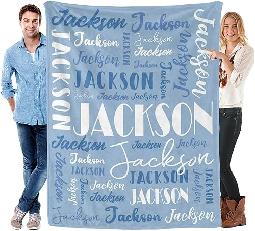 Manta personalizada con nombre para adultos y niños, manta de franela personalizada (color 02, 40 x 50 pulgadas)