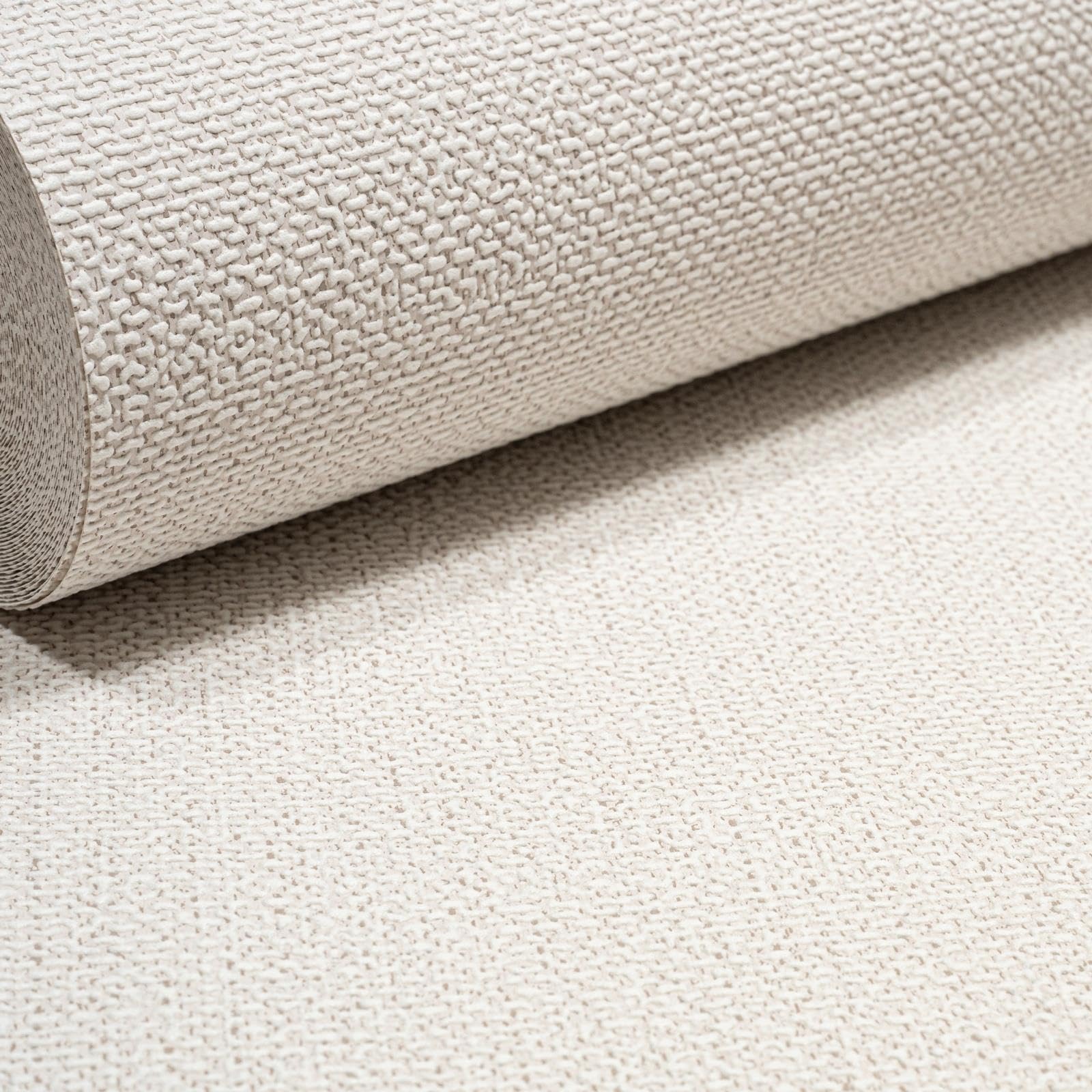 Sophie Laurence Cream Beige Plain Wallpaper Linen Effect Textured Paste The Wall Free Match