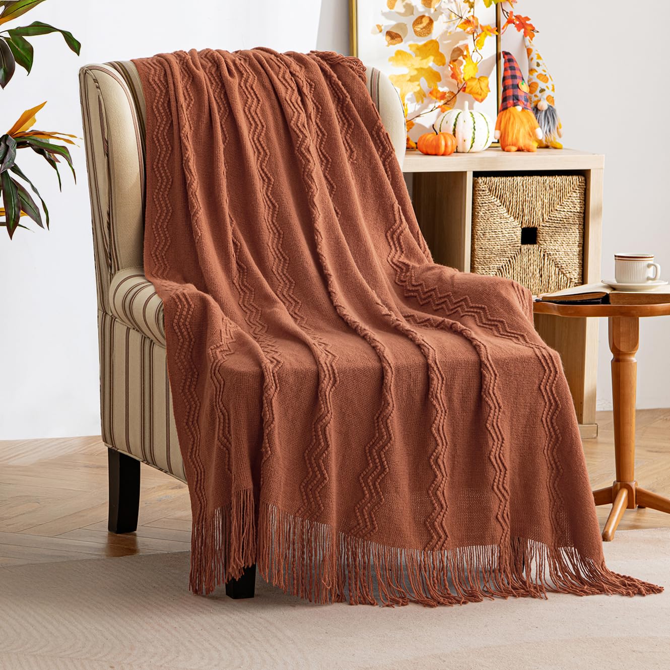 MIULEE Fall Knitted Boho Throw Blanket