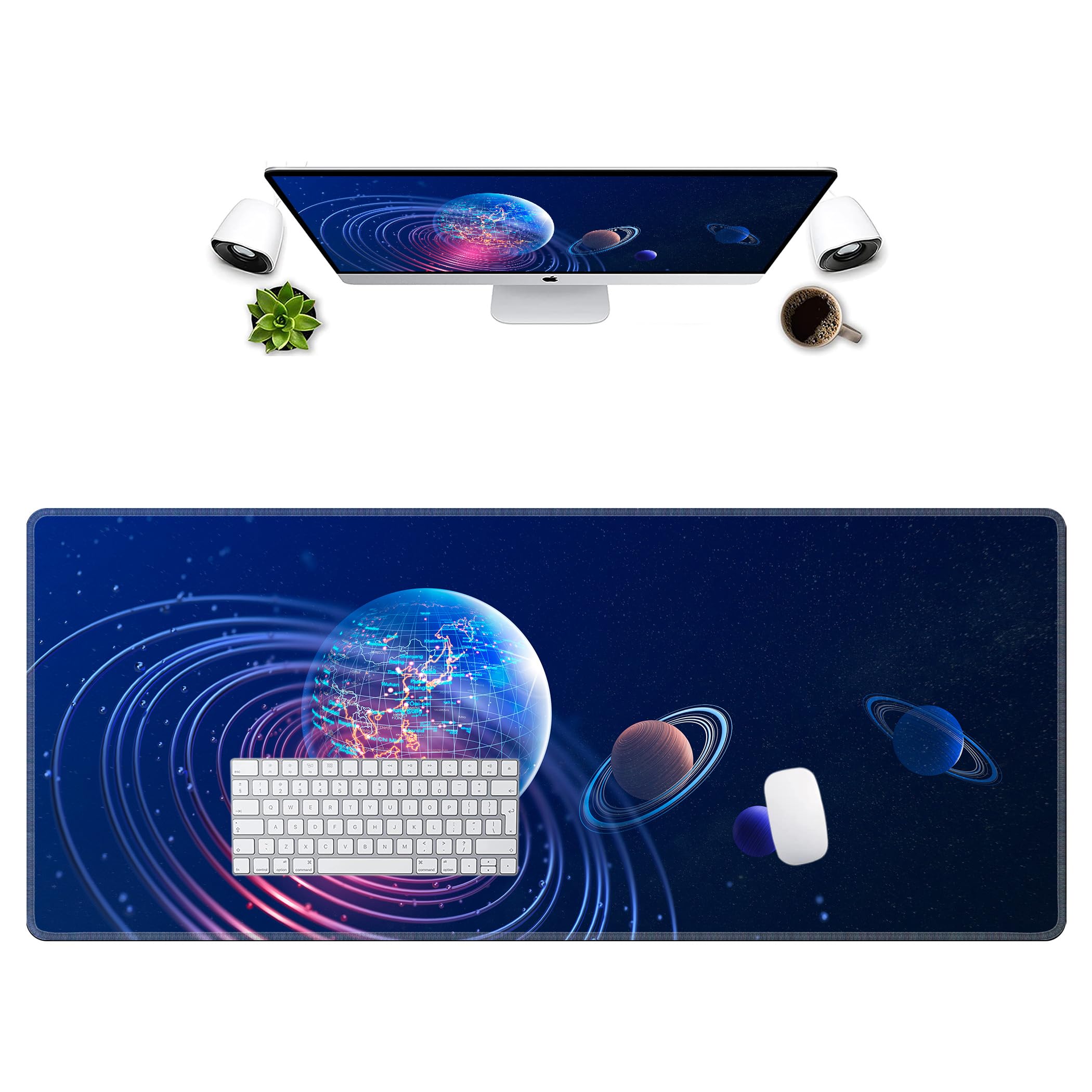 LL-COEUR Large Tapis de Souris Imprimé 120x50x0,3cm, Grand Tapis Bureau XXL Clavier Pad Lavable avec Surface Lisse pour Jeux (1200x500x3mm, Astre 1)
