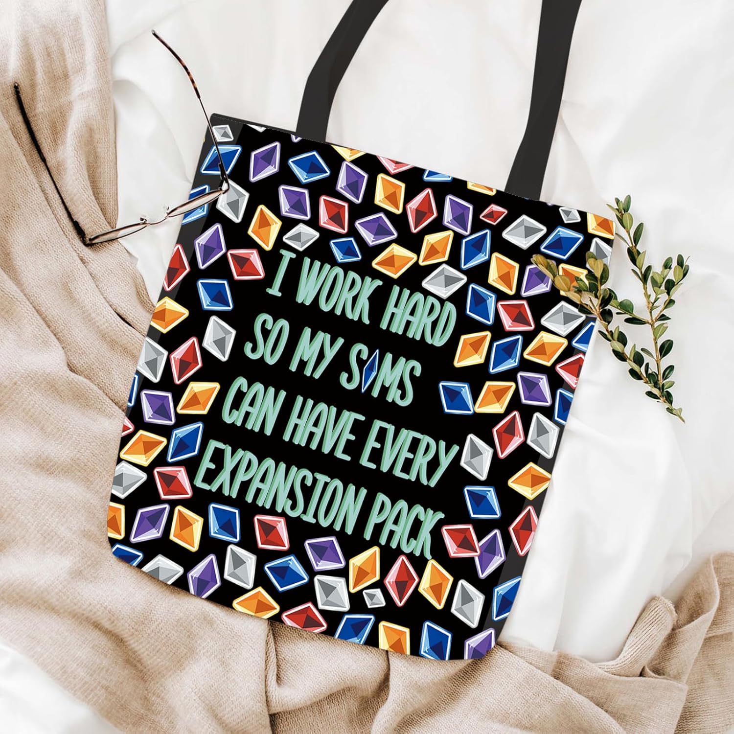 WCGXKO Video Game Gift Game Merchandise Funny Gaming Makeup Bag For Gamer (I WORK HARD Tote) - Image 4