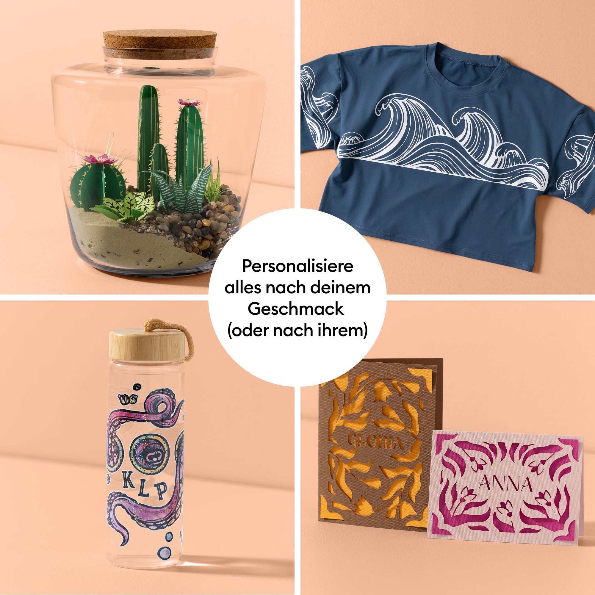 Cricut Explore® 5 Essential Bundle + Digitale Inhalte. Intelligente Schneidemaschine – perfekt für Projekte wie individuelle Vinyl-Aufkleber, T-Shirts, vollfarbige Sticker, Karten und mehr