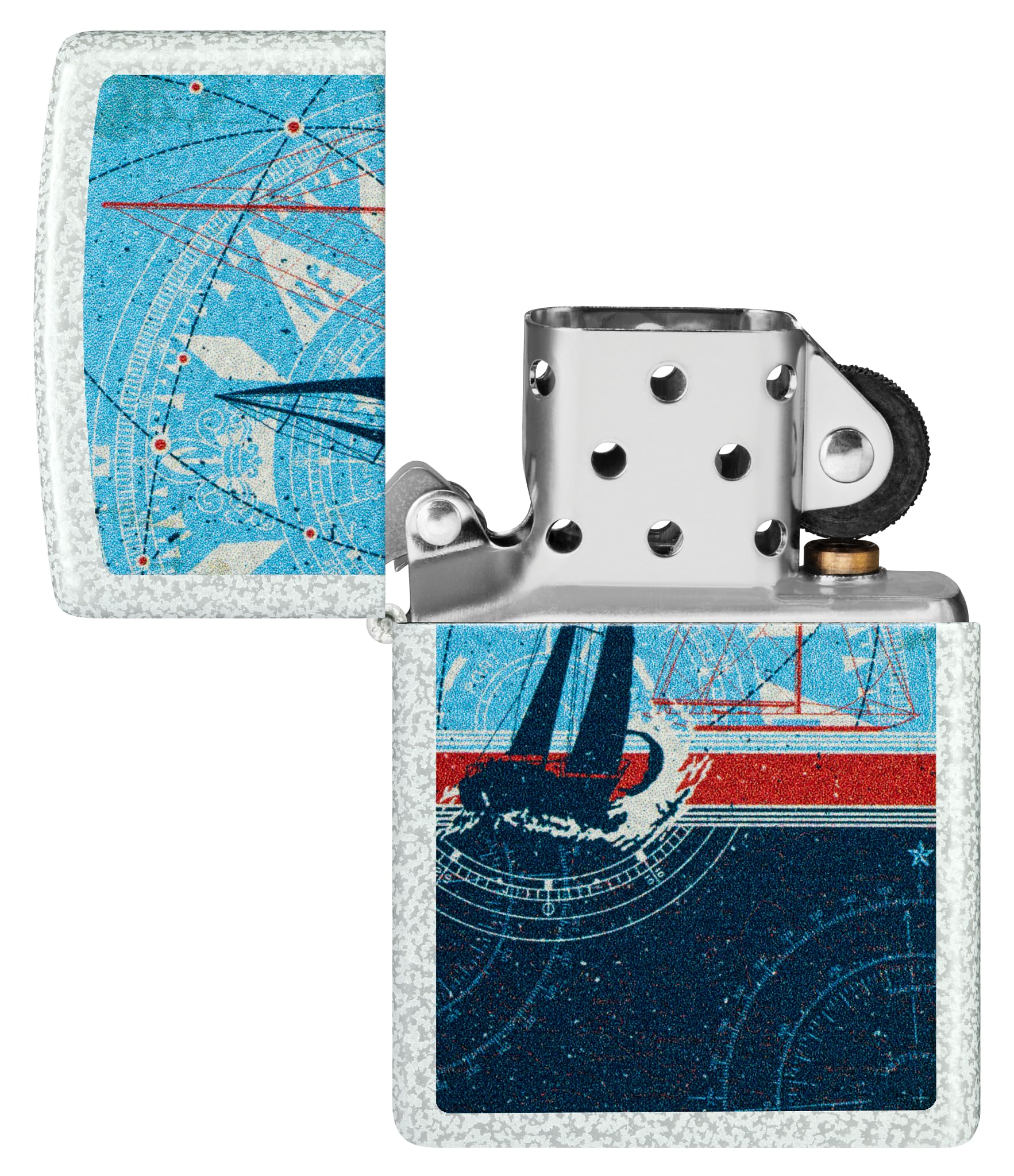 Zippo Sturmfeuerzeug - Nautical Sailboat, Glacier, Color Image - Nachfüllbar - Wiederverwendbar - Windfestes Design - Geschenkbox - Made in USA