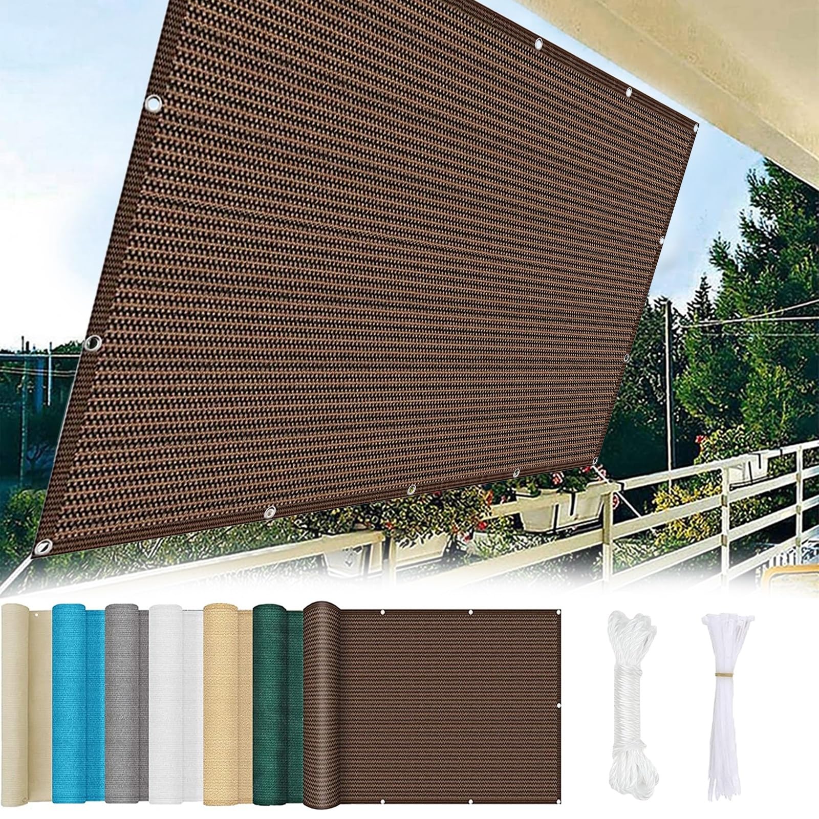GLDYTVF Garden Sun Shade Sail Canopy 1.2 x 1.2m UV Protection with Grommets and Free Rope Brown Shade Net for Yard Beach Pool Terrace Balcony