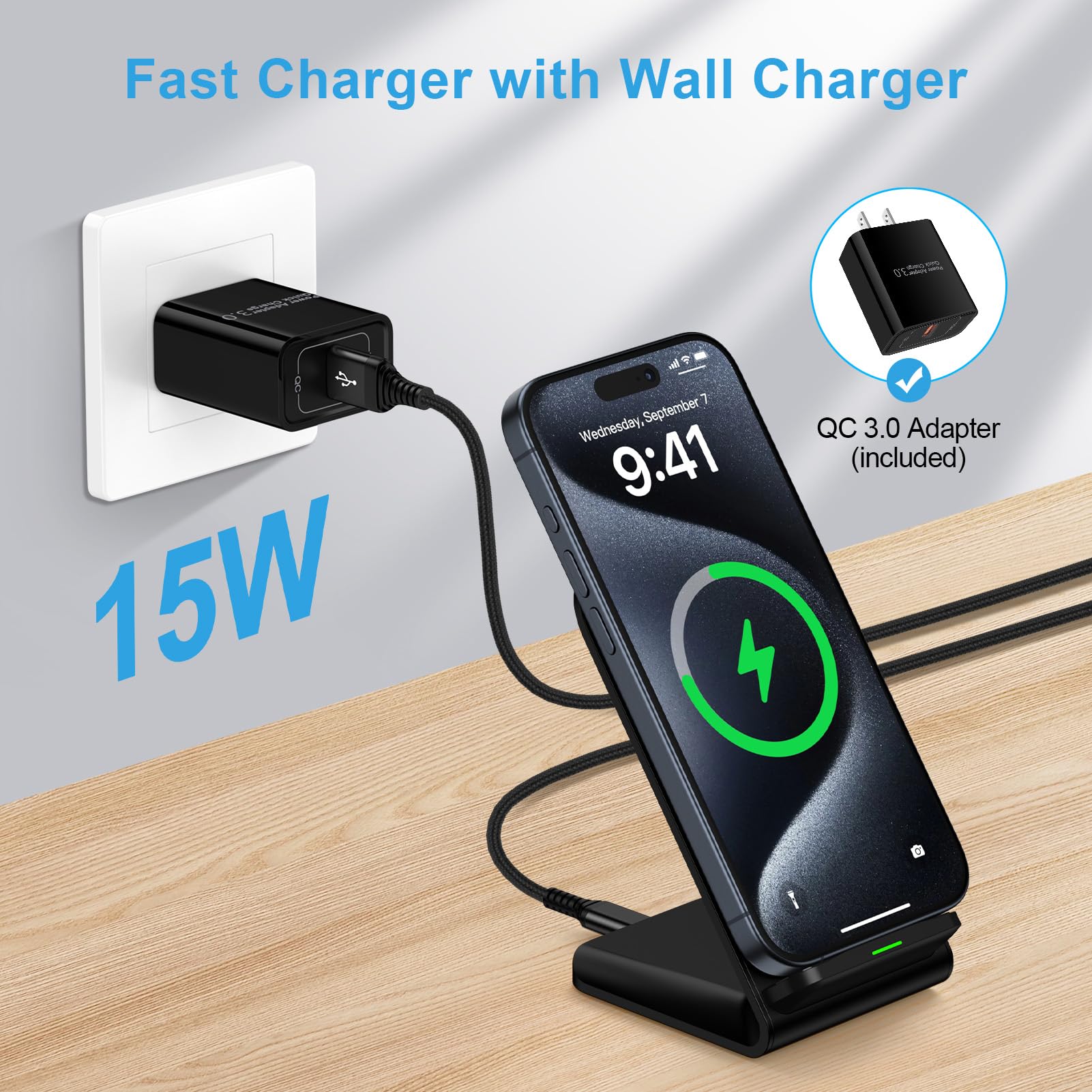 Wireless Charger Stand For Google Pixel 10/9/8/7/6 Series - 15W Fast Charging Dock Pad With Adapter, Compatible With Most Pixel Models