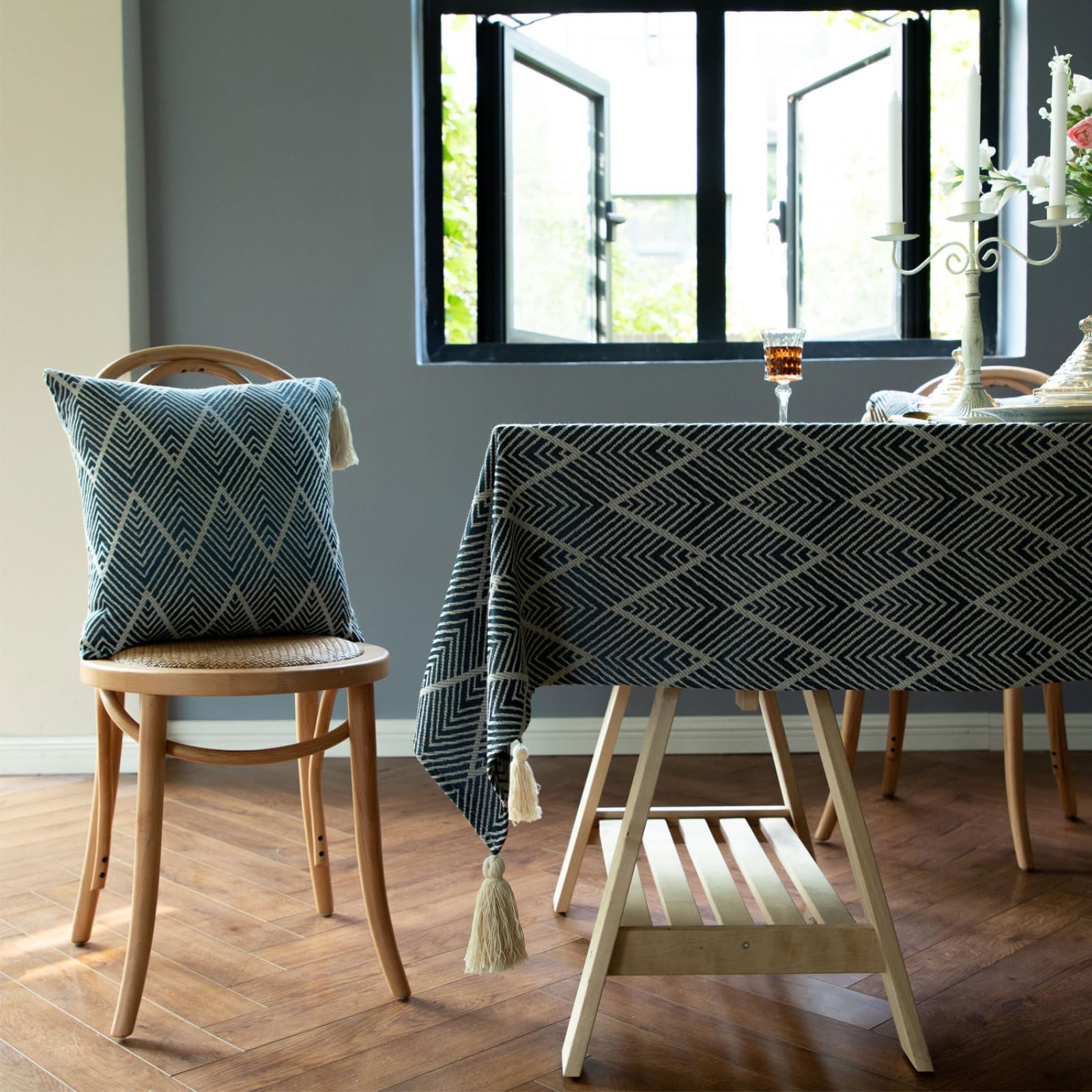135x260cm Tischdecke Rechteckige wasserdichte Abwaschbar Tischtuch Elegant Baumwolle Leinen Rechteckig Tischwäsche Tischdecke mit Für KüChe Essen Parteien Navy blau