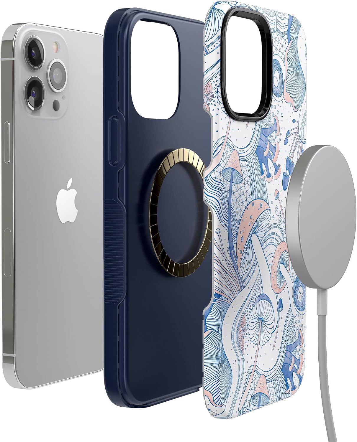Casely iPhone 13 Pro Case | The Fun Guy | Enchanted Forest Mushroom Floral | Bold Protective Design | Compatible with MagSafe