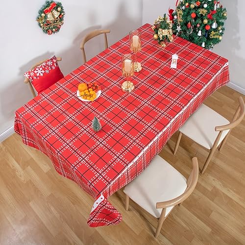 Vista 100 de Mantel rectangular de vinilo de 52 x 70 pulgadas con reverso de franela, mantel para el día de San Valentín, mantel de hule 100% impermeable Azul