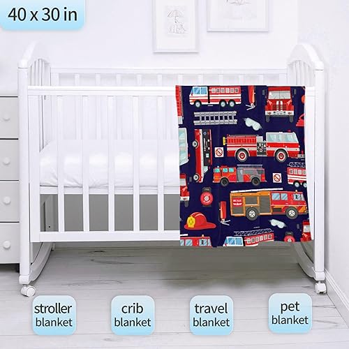 Miniatura 116 de Manta de bebé de bomberos con camión de bomberos, súper suave, manta acogedora para recién nacido, manta de recepción para bebé, manta para cuna, 40