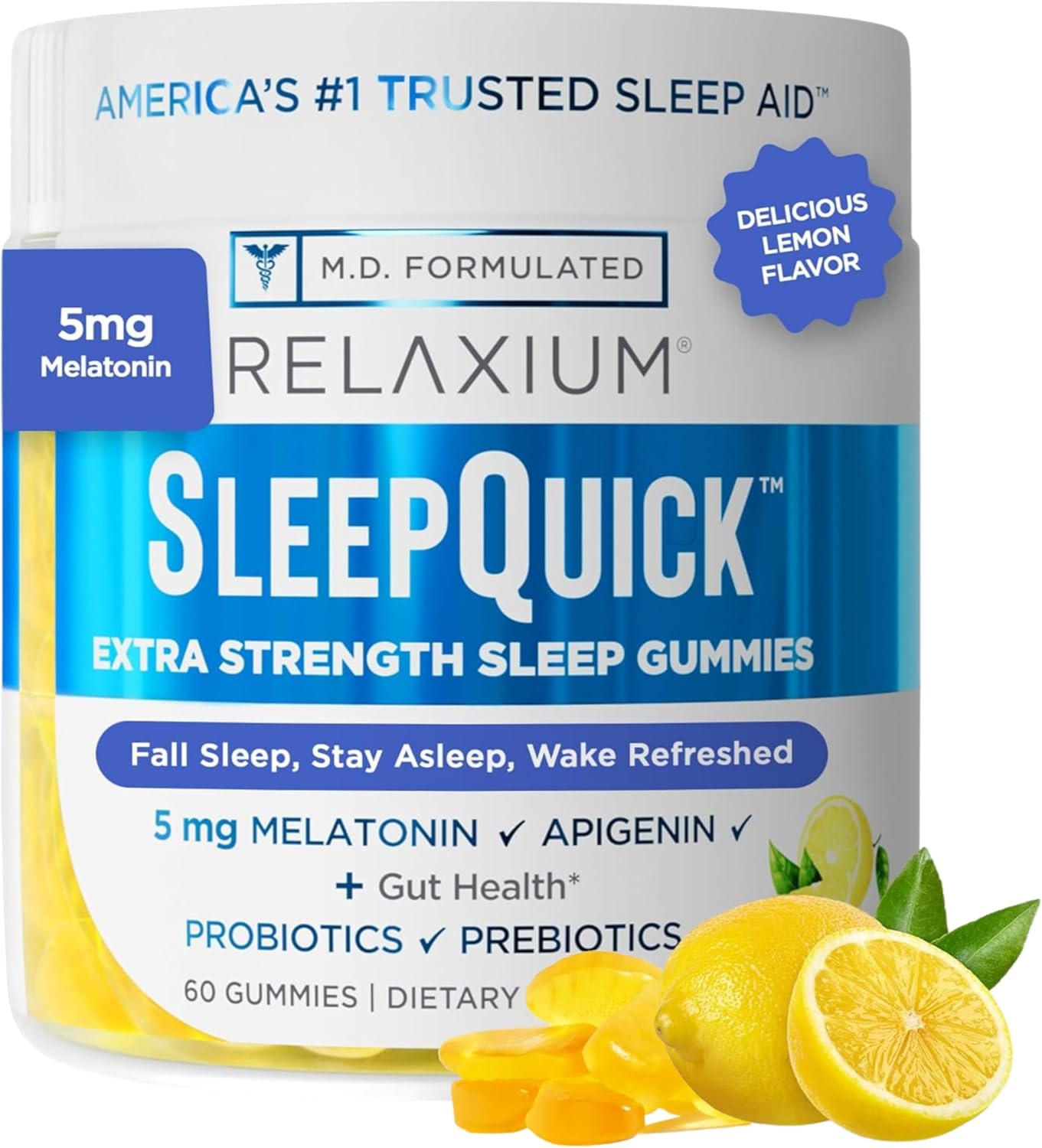 Relaxium SleepQuick Gummies – Sleep Aid + Gut Health & Immune Support, 5 mg Mela…