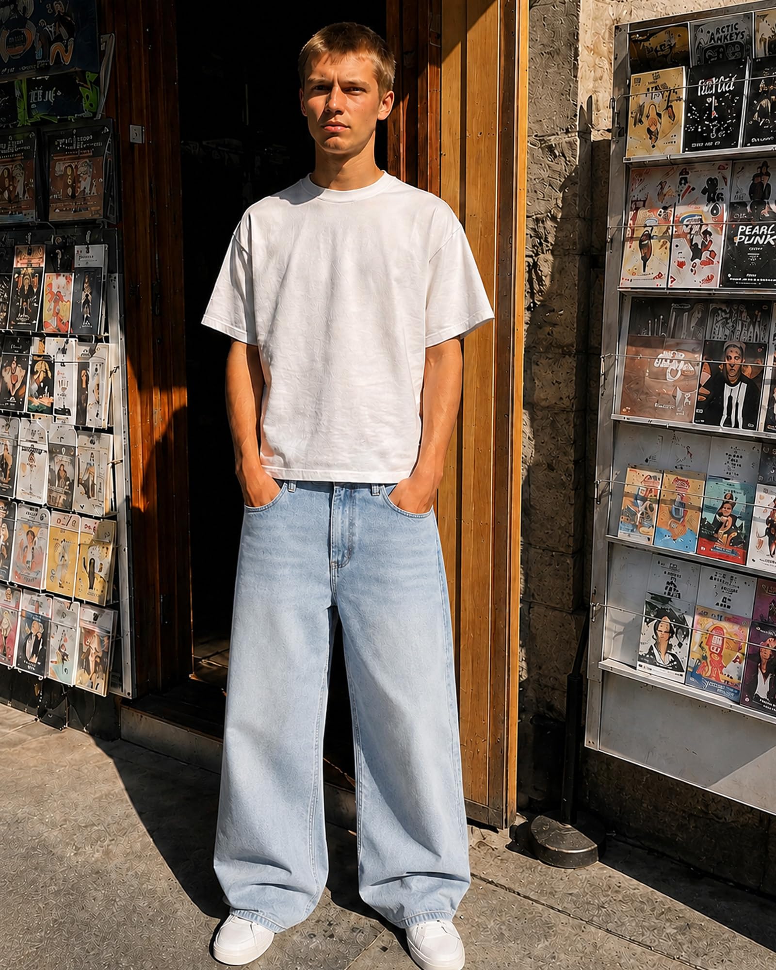 Zylioo Baggy Jeans Pantalon en jean extra long pour homme