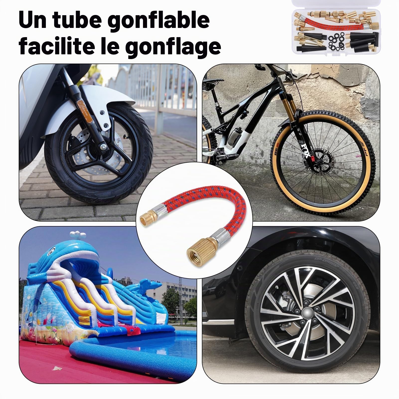Hejo 33 Pièces Embout Pompe à Vélo, Embout Gonflage Ballon, Aiguille Gonflage Ballon avec Boîte de Rangement, Adaptateur de Pompe à air pour Compresseur Pompe