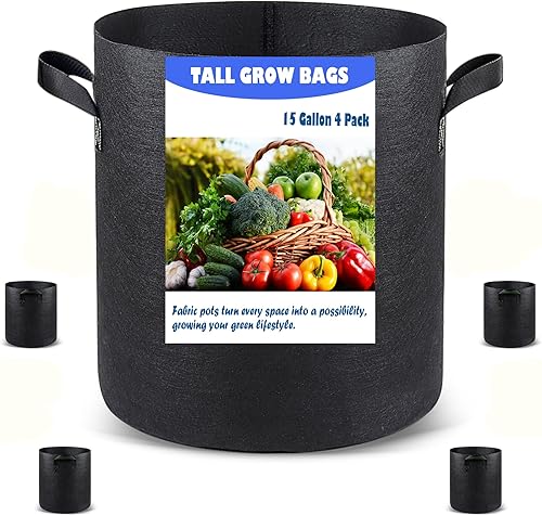 Miniatura 9 de Paquete de 5 bolsas de cultivo de 3 galones, macetas de cultivo de plantas de tela no tejida de alta resistencia para verduras