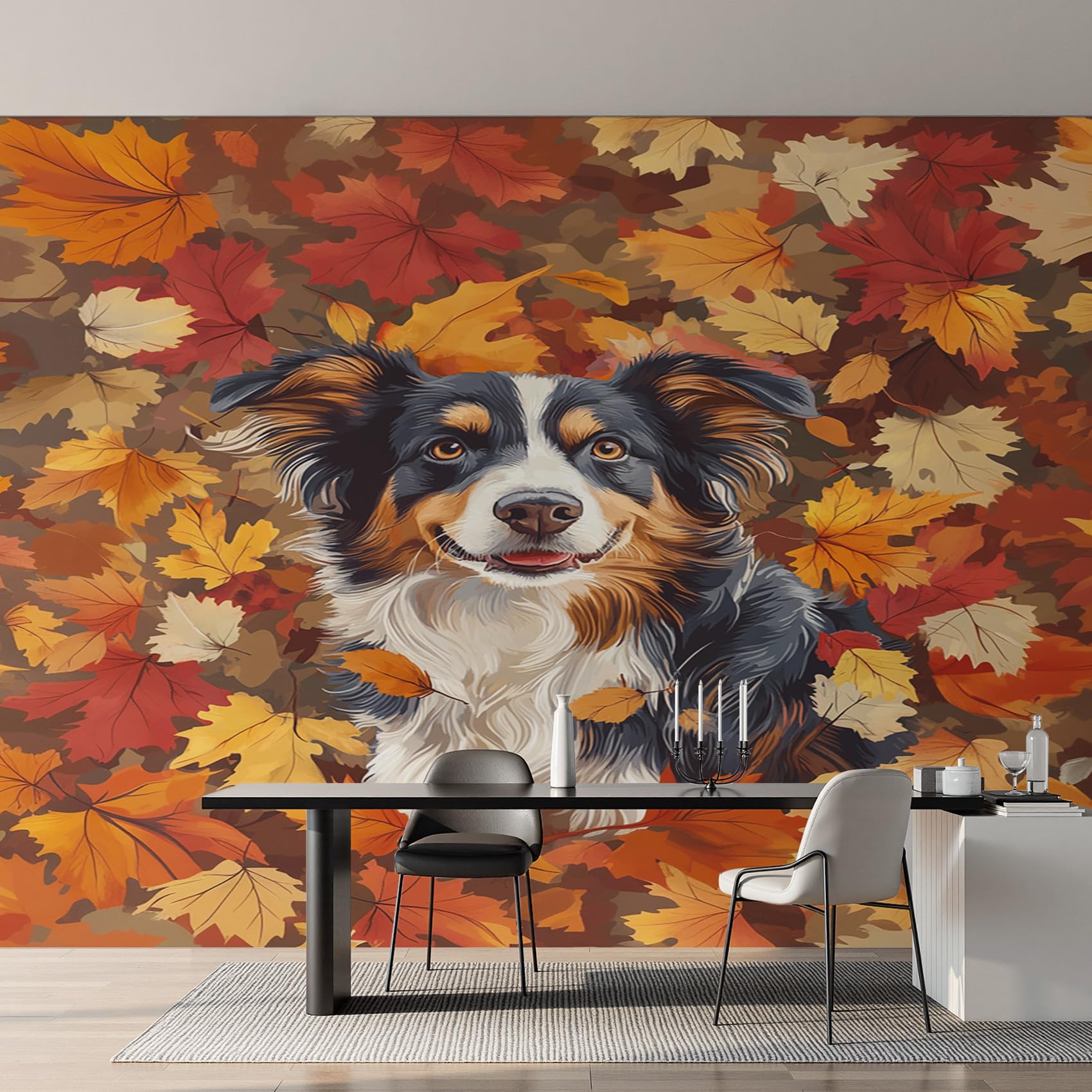 Papier Peint Berger Australien avec Feuilles Automne pour Salon et Chambre cocooning