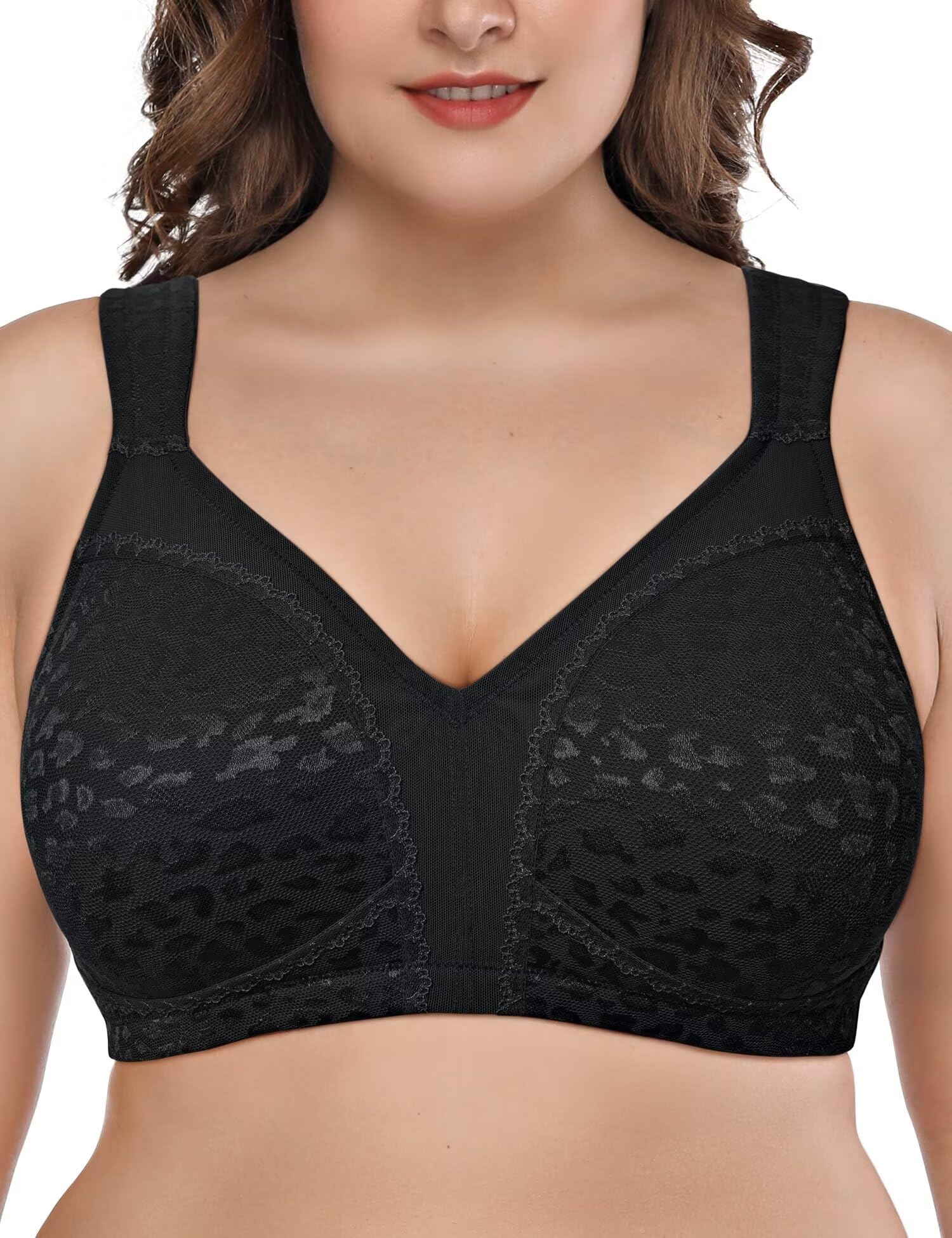 Deyllo Women's Minimizer Bra Wireless Plus Size Bra Full Coverage Comfort Everyday Bra Non Padded