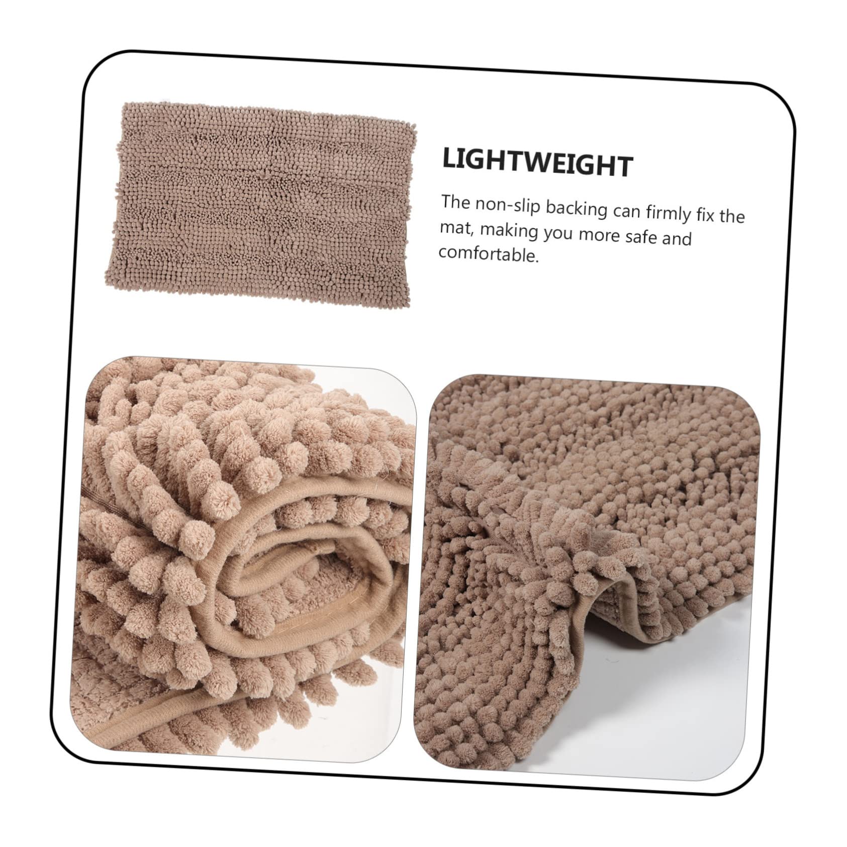Tappeto Bagno in Ciniglia Extra Spesso Color Khaki | Assorbente, Lavabile in Lavatrice, Comfort Extra, Uso Interno per Pavimento