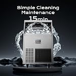 Coolake Commercial Ice Maker Machine 200 Lbs/24H with 50 Lbs Storage Bin, Stainless Steel Under Counter Ice Machine, Self Cleaning Freestanding Ice Maker for Home Bar Garage Outdoor Kitchen