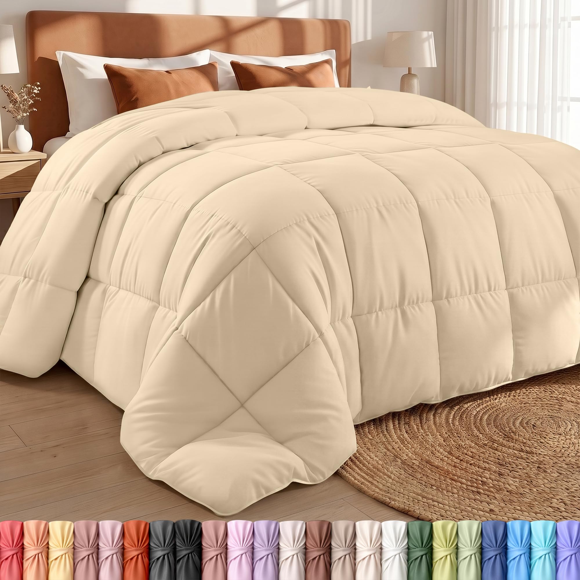 Utopia Bedding Comforter King Size, Duvet Insert, Beige, 90 x 102 Inches