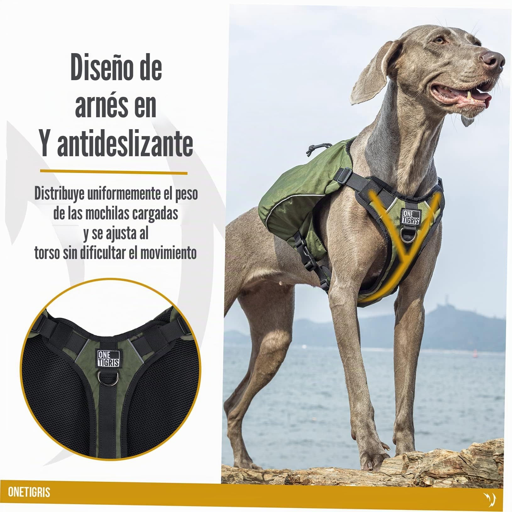 OneTigris CAMELUS Mochila para perros, para camping, senderismo, para perros de tamaño M/L (L, verde Ranger)