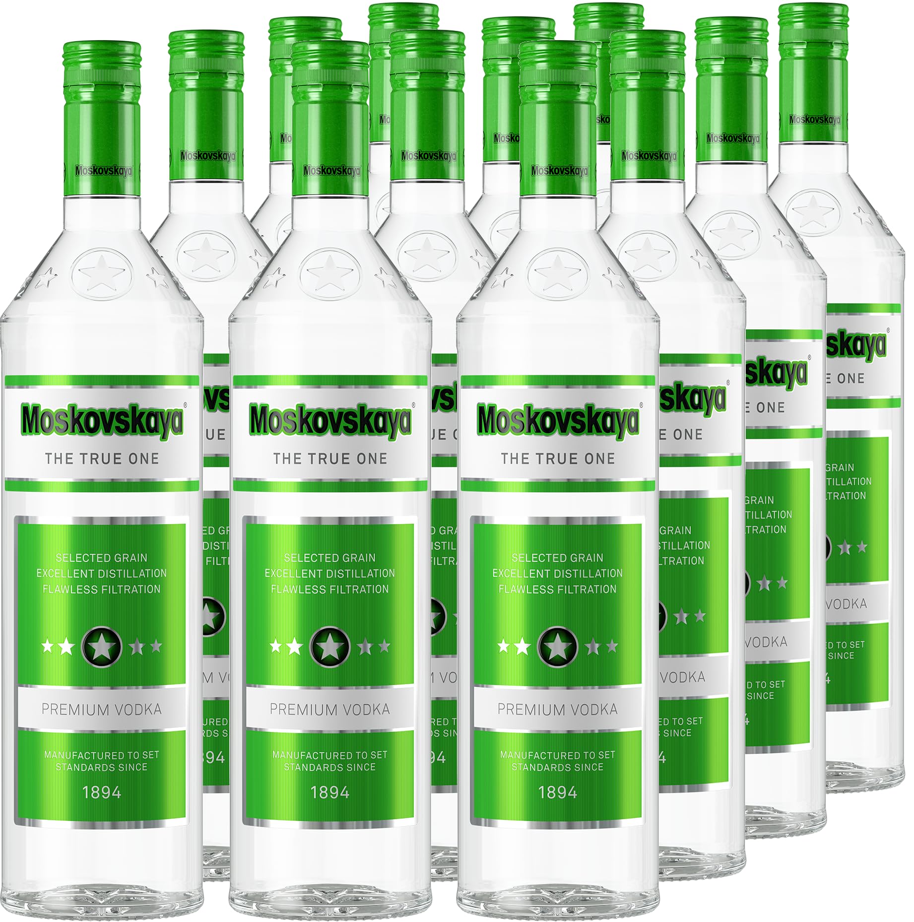 Moskovskaya Vodka 12 x 1,0L I Premium Vodka I 40% vol.