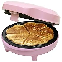 Bestron Waffle Maker, piastra per waffle a forma di cuore, macchina per waffle con antiaderente & indicatoro luminso, collezione Sweet Dreams, 700 watt, colore: Rosa
