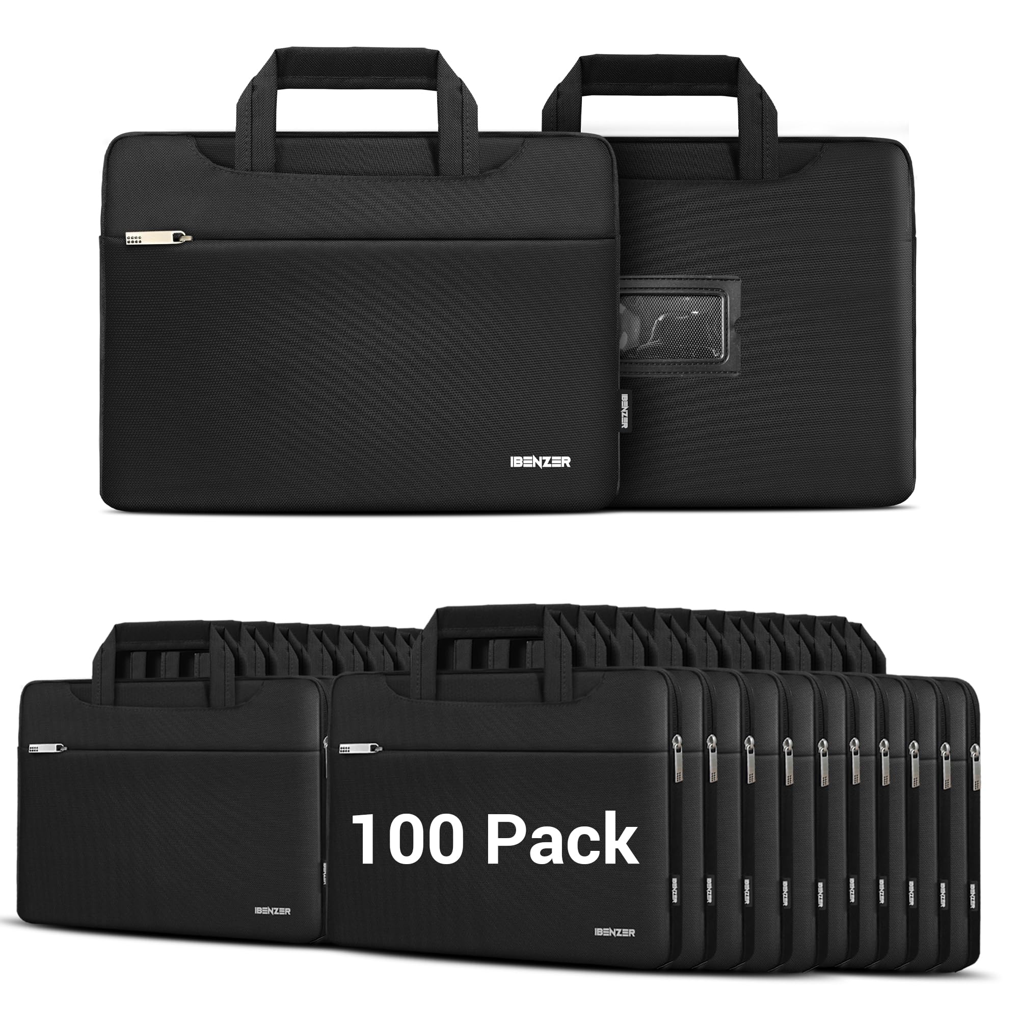 IBENZER 100 Pack 11.6 12 inch Laptop Computer Sleeve Carrying Case Bag with ID Holder for Macbook Air 11 12 Chromebook, For 11
