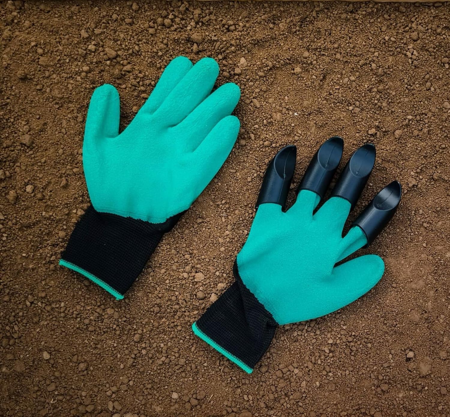 MAHIRA 1 Pair Garden Farming Gloves, Washable, with Right Hand Fingertips ABS Claws for Digging and Gardening (Free Size, Light Sea Green)-picture-13