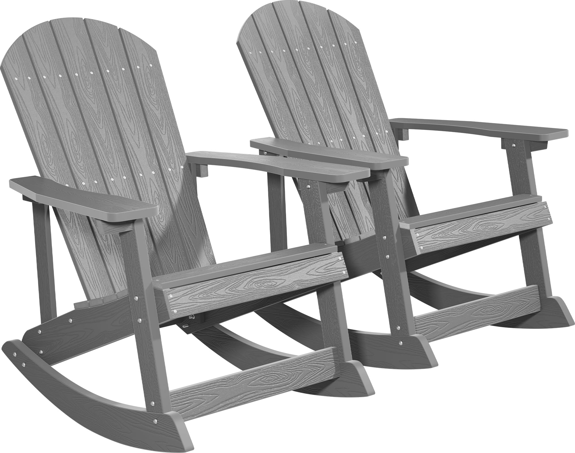 YEFU Outdoor Rocking Chair Set of 2,Adirondack Rocking Chair,Patio Rocker Chair with Wide Back,Oversized Rocker Chair Look Like Real Wood, for Lawn,