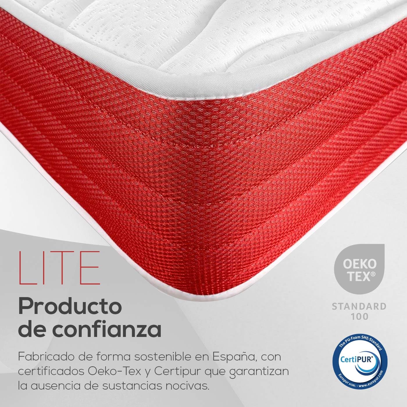 DUÉRMETE ONLINE Colchón Viscoelástico Lite Reversible, Firme y Confortable, Muy Transpirable, Cara Invierno / Verano, Blanco, 90 x 190 cm