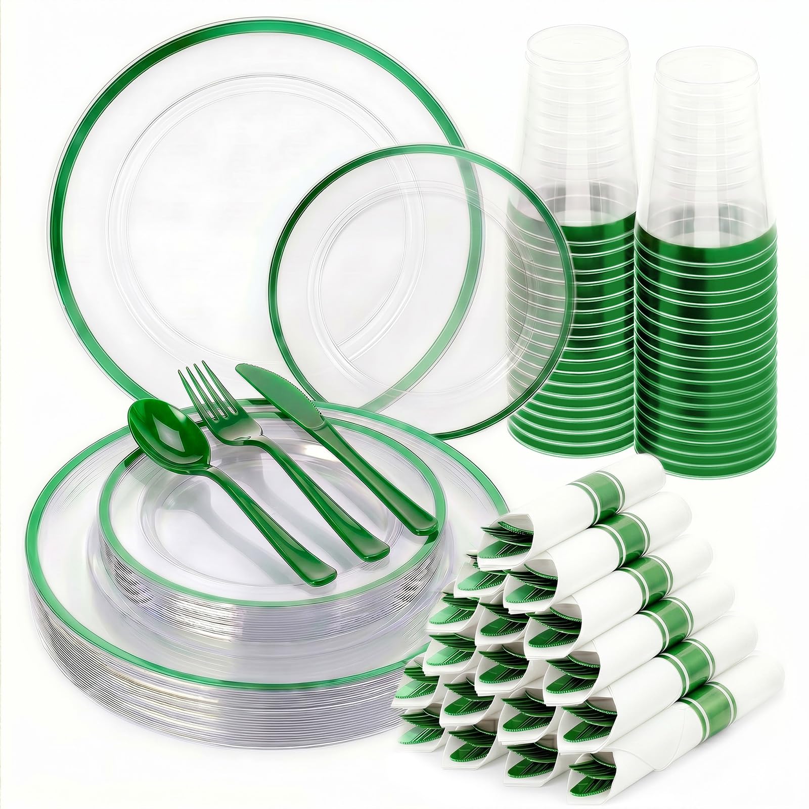 350 Clear Red Plastic Plates - 50 Guest Dinnerware -8 350 Clear Red Plastic Plates - 50 Guest Dinnerware -8