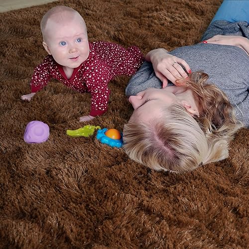 Miniatura 184 de Kelarea Alfombra de área para sala de estar, 3 x 5, antideslizante, color azul turquesa, esponjosa, suave, alfombra de felpa peluda para dormitorio