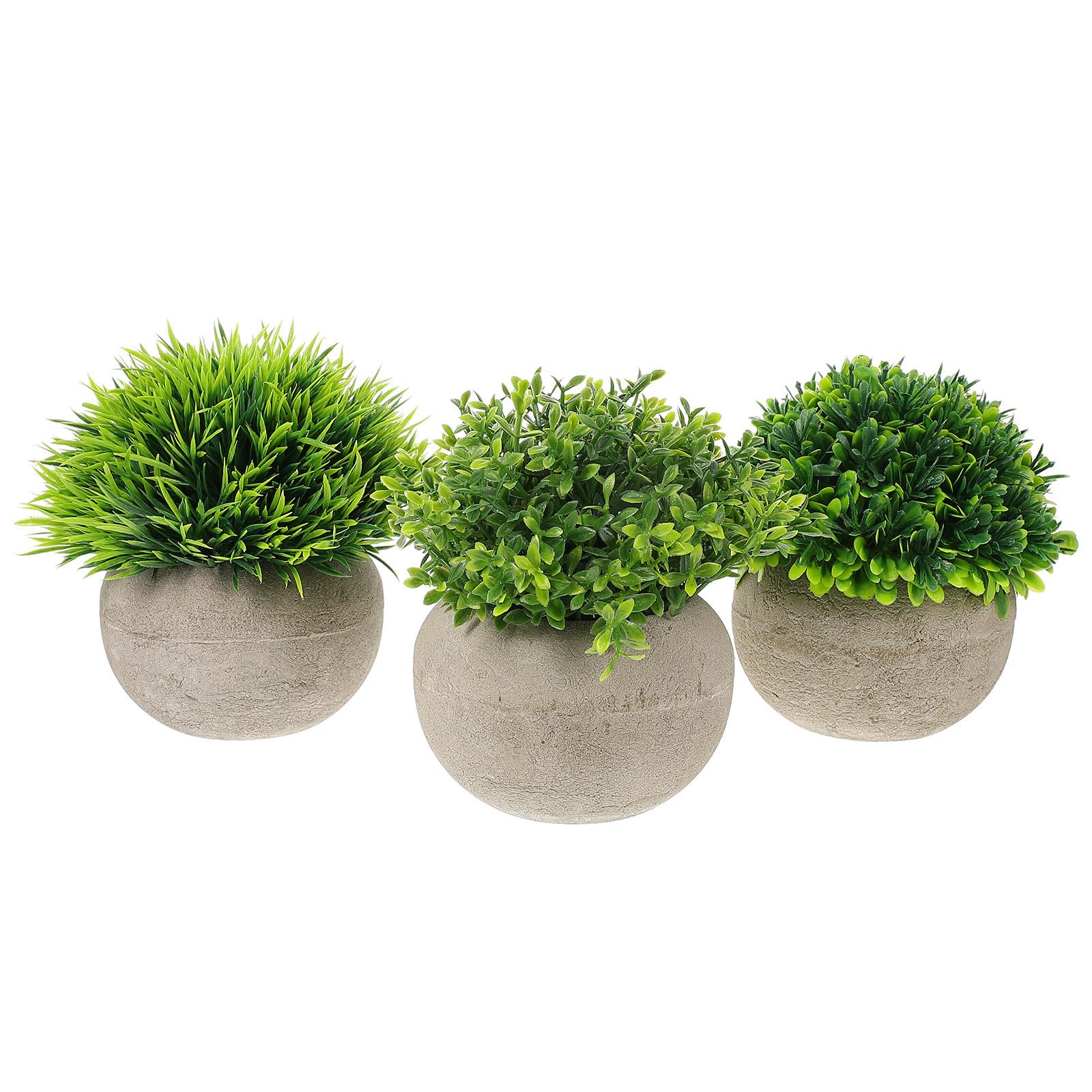 VICASKY 3piezas Plantas Artificiales Maceta Simulada con Base de Pulpa Semiesférica Decoración Verde para Escritorio Estantería y Ventana para Salón y Oficina