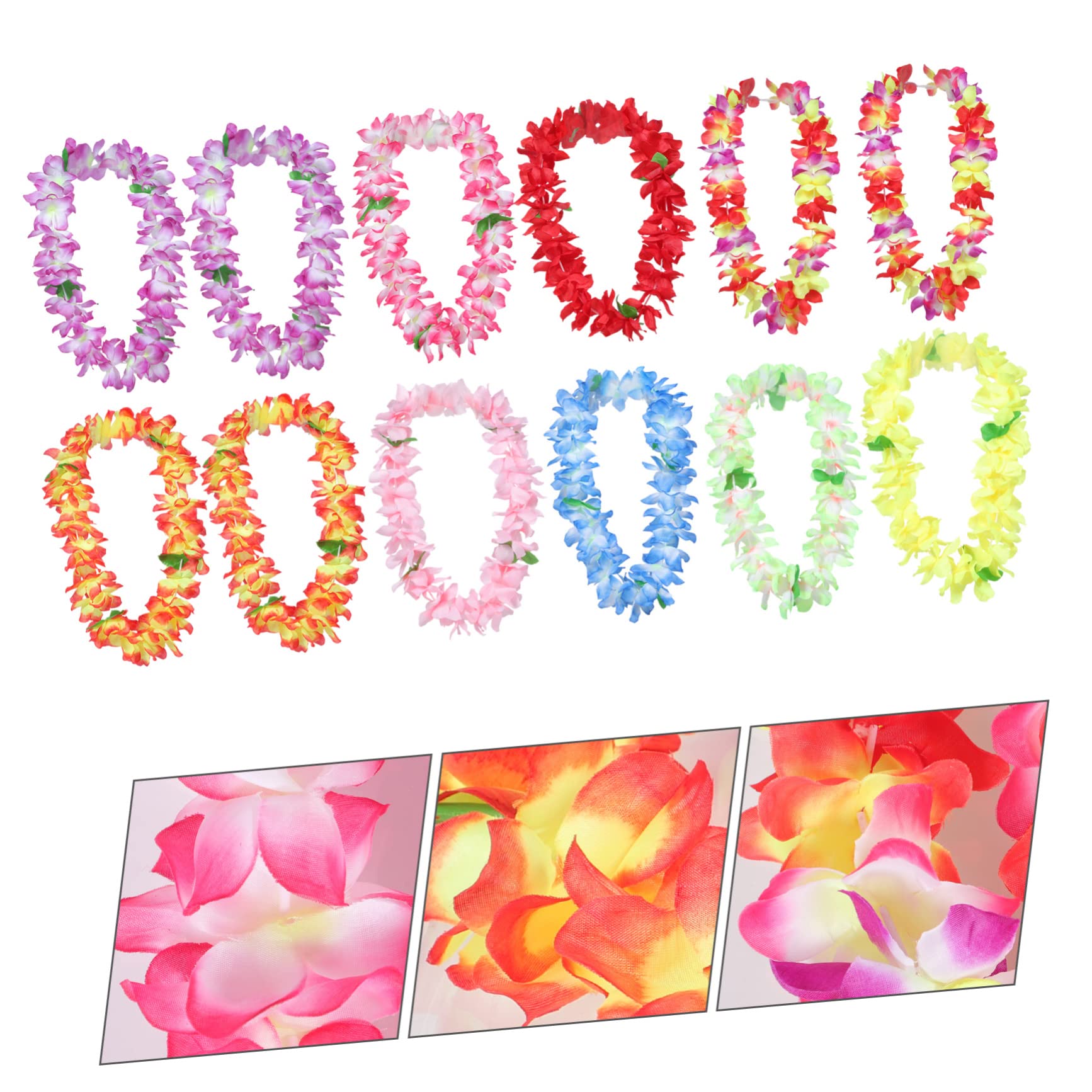 ABOOFAN Collana Hawaiana per Feste Spiaggia 12 Unitá, Materiale Tessuto e Plastica, Riutilizzabile e Multifunzionale, Accessorio Handmade Fiori Naturali per Adulti