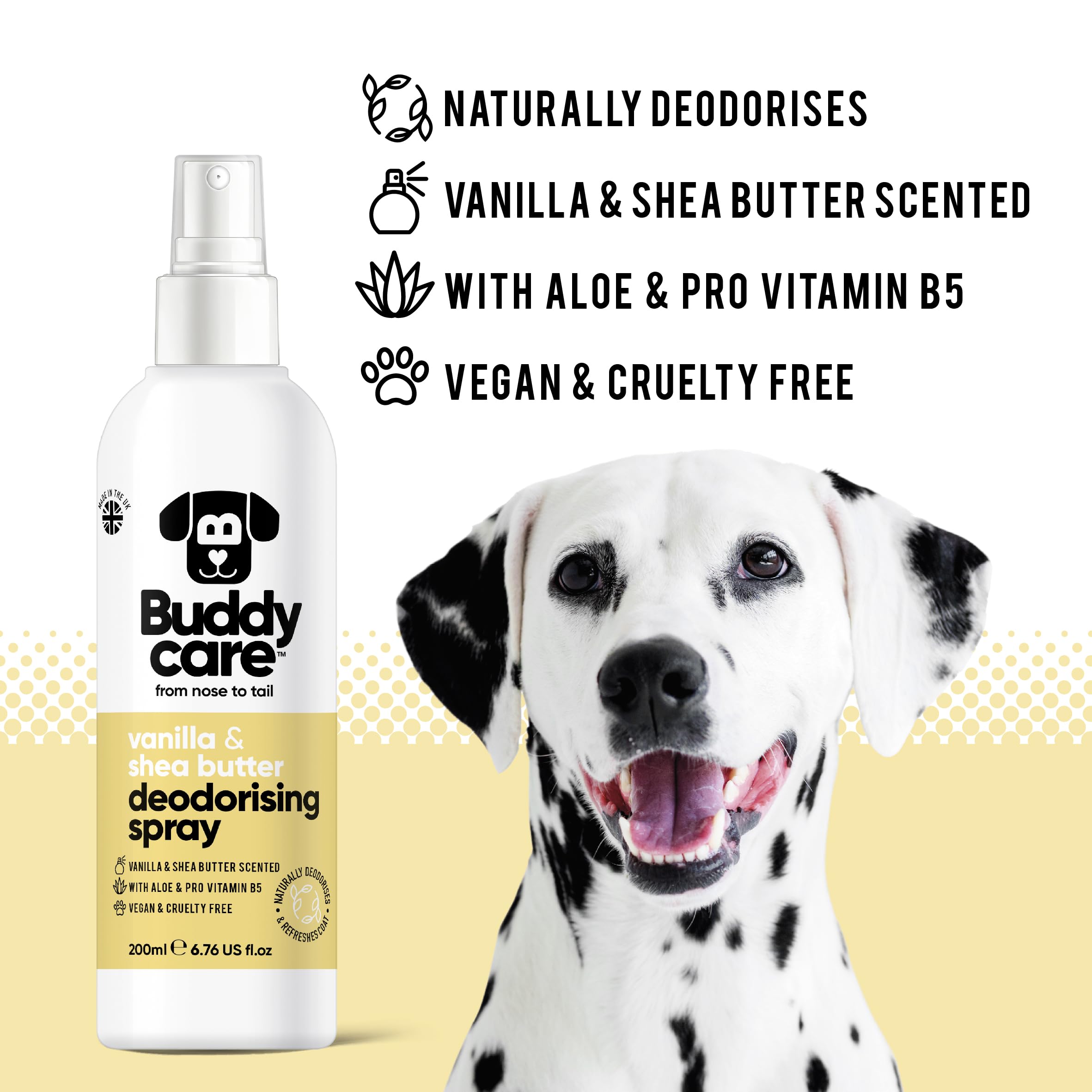 Image secondaire de Buddycare | Spray Déodorant pour Chiens - Spray Déodorant Doux & Nourrissant pour Chiens - Avec Aloe Vera & Pro Vitamine B5, Van