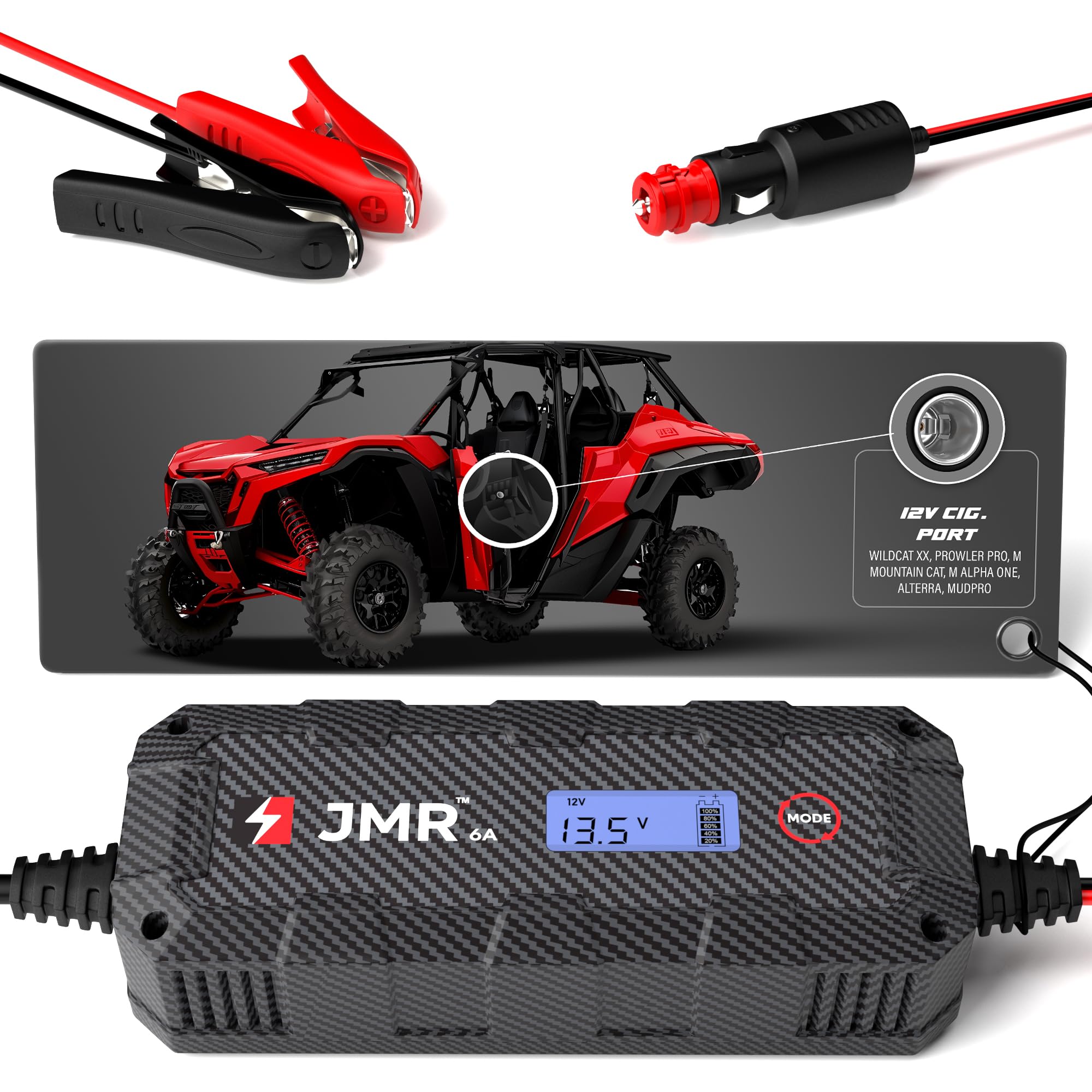 JMR Battery Charger for Arctic Cat Wildcat XX Prowler PRO M Mountain CAT M Alpha ONE ALTERRA MUDPRO All Models Trickle Charger Conditioner Maintainer (No Lithium Mode)