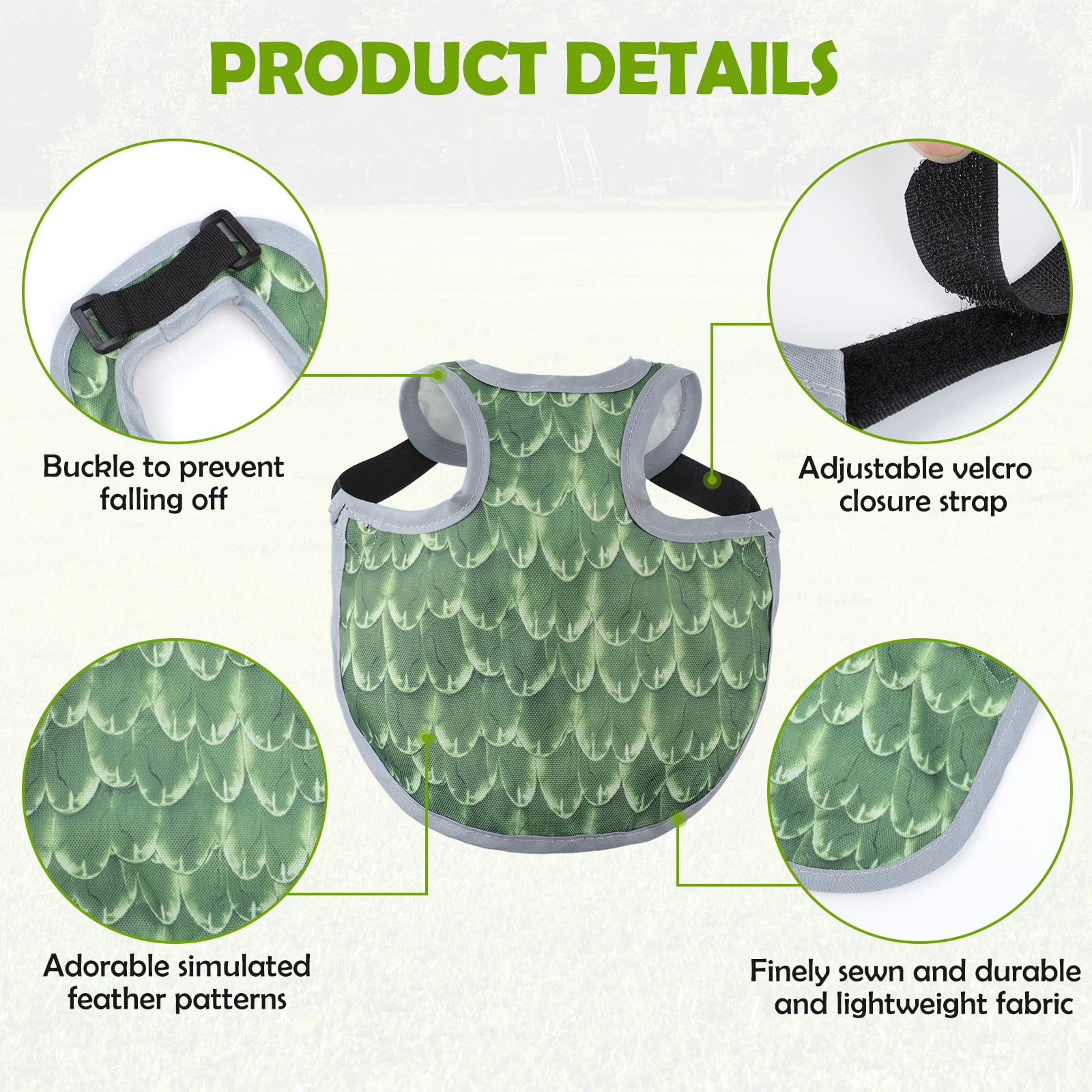 Chicken Saddle for Hens, Laelr 4 PCS Chicken Apron Back Protector for Hens, Waterproof Hen Saddle Chicken Vest with Adjustable Straps for Poultry Back Feather Protection, Easy to Wear — view 4