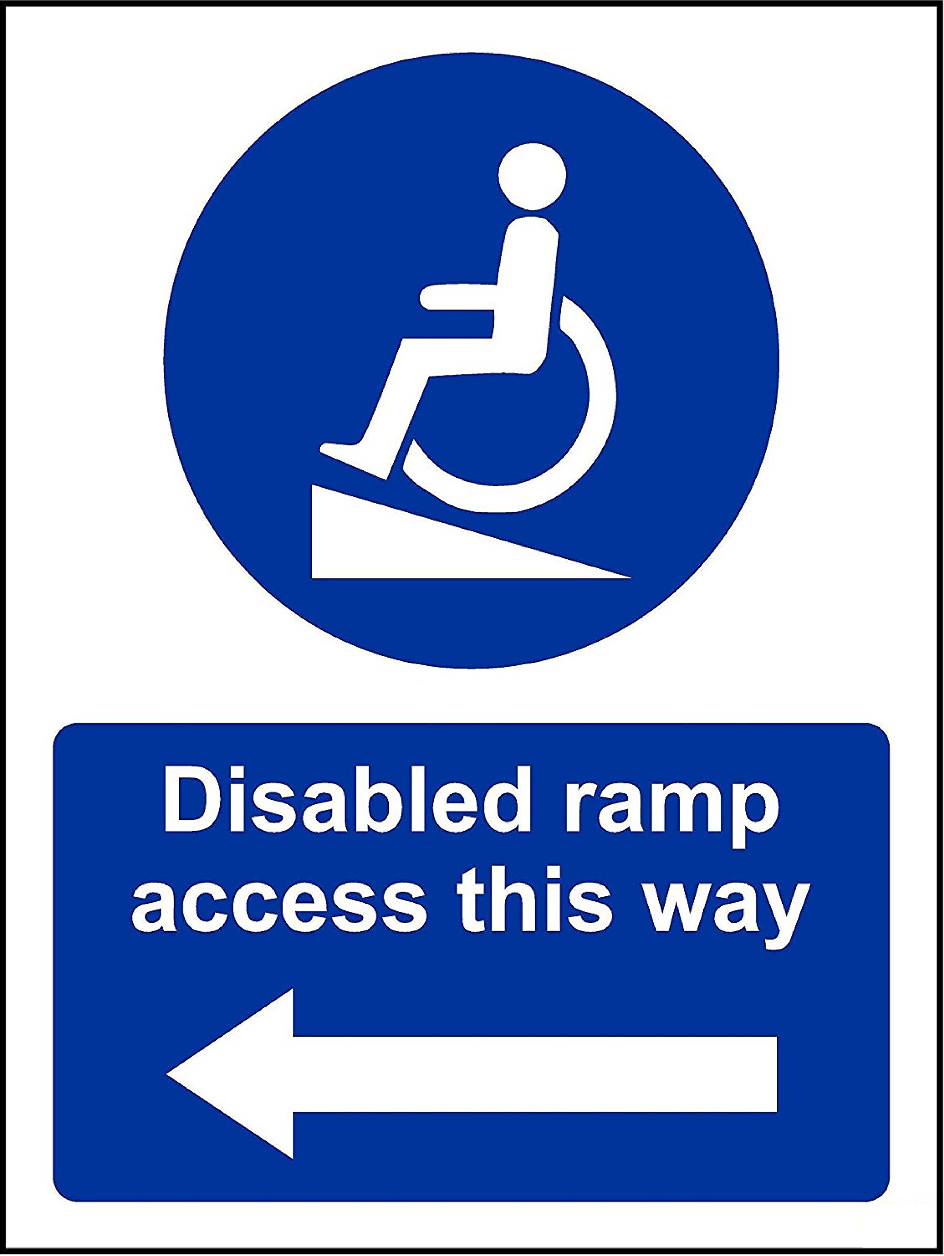 Kpcm Display Ltd Black Disabled Ramp Access This Way Left Safety Sign - 3Mm Aluminium Sign 300Mm X 200Mm