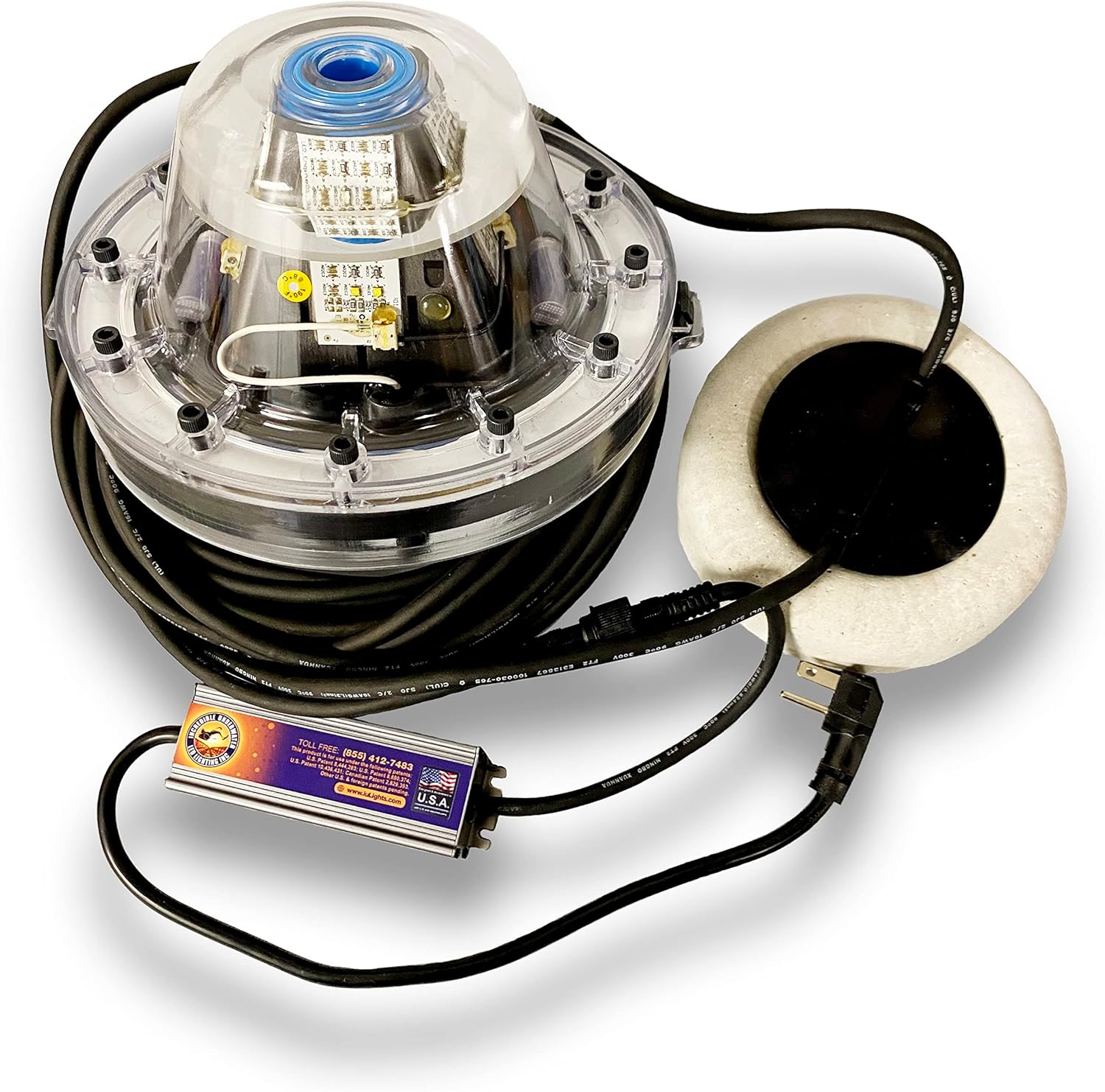 Apollo Iris Underwater LED Lighting System, Underwater Dock Light, Fish Light, 16000 Lumens (Blue/White (Center/Outer), 80 Foot Power Cord)