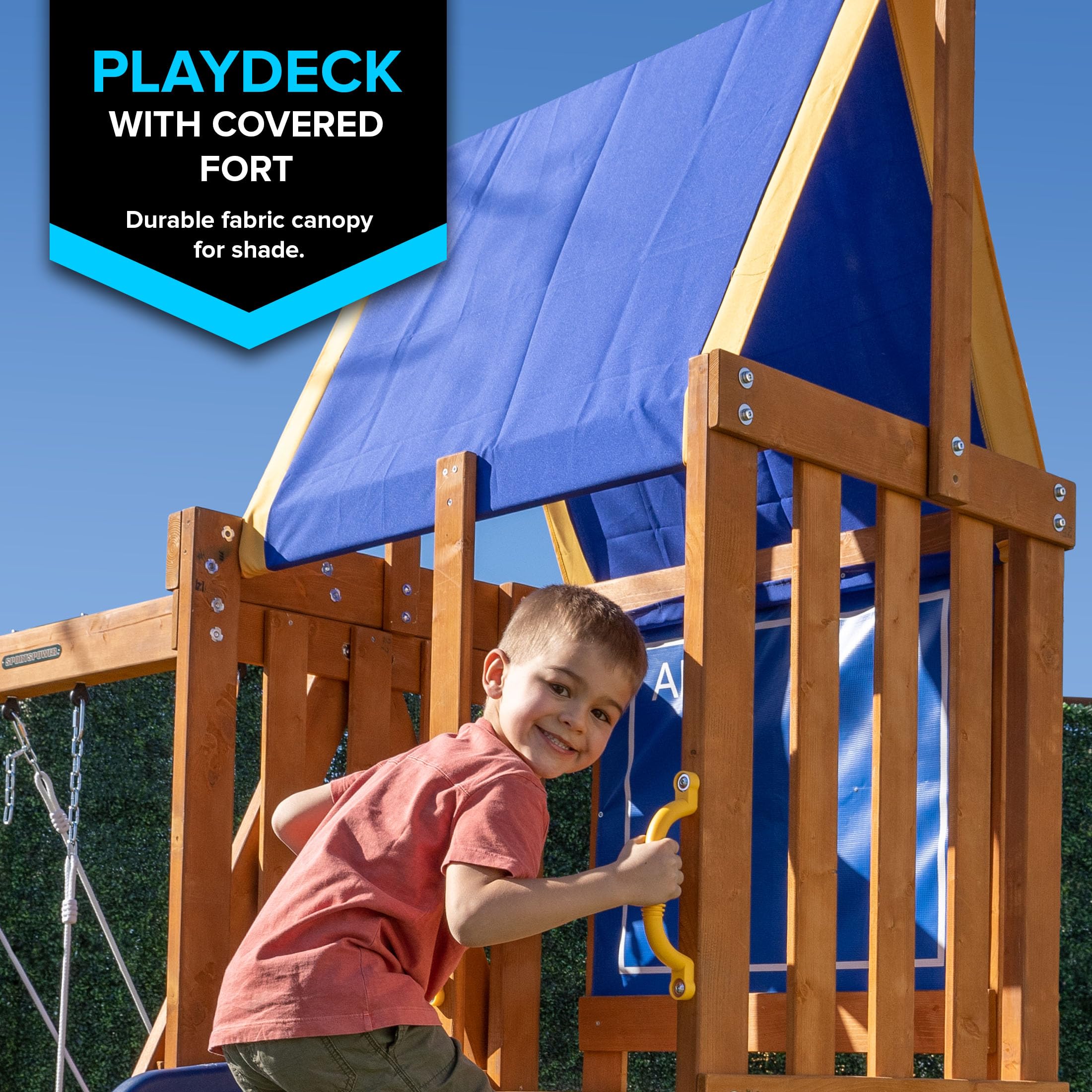 Sportspower North Peak Wooden Swing Set with Heavy Duty AFrame & 6ft