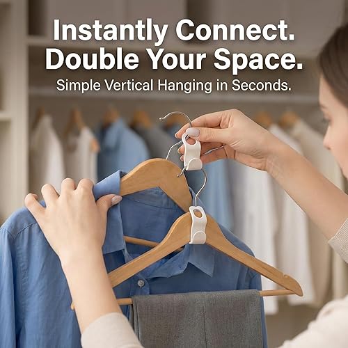 Miniatura 3 de Ganchos de conector para colgar – Paquete de 50 ganchos para colgar ropa – Percha que ahorra espacio para organizador de armario – Perchas en