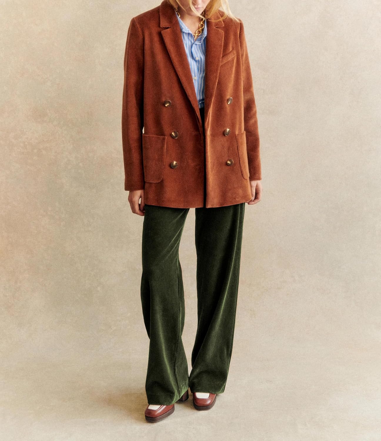 LifeShe Women Corduroy Pants Elastic Waisted Straight Leg Pant Casual Stretchy Baggy Boyfriend Long Trousers - Image 5