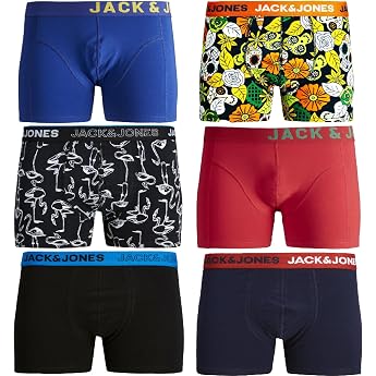 JACK & JONES Boxer Shorts Pack of 6 Men's Trunks S Small Cyb1 Shorts Cotton Mix Underwear