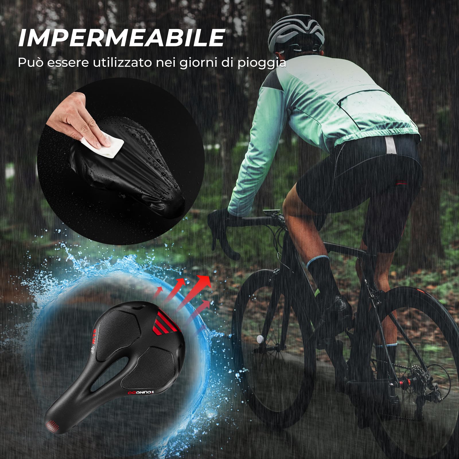 YOUNGDO Sella per Bicicletta Comoda, Sella Bici Gel Ergonomico, Uomo Donna Sellino Bicicletta Traspirante per Biciclette da Strada, Mountain Bike, City Bike