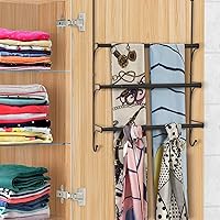 Vista 3 de Auledio Toallero triple ajustable sobre la puerta con ganchos, negro