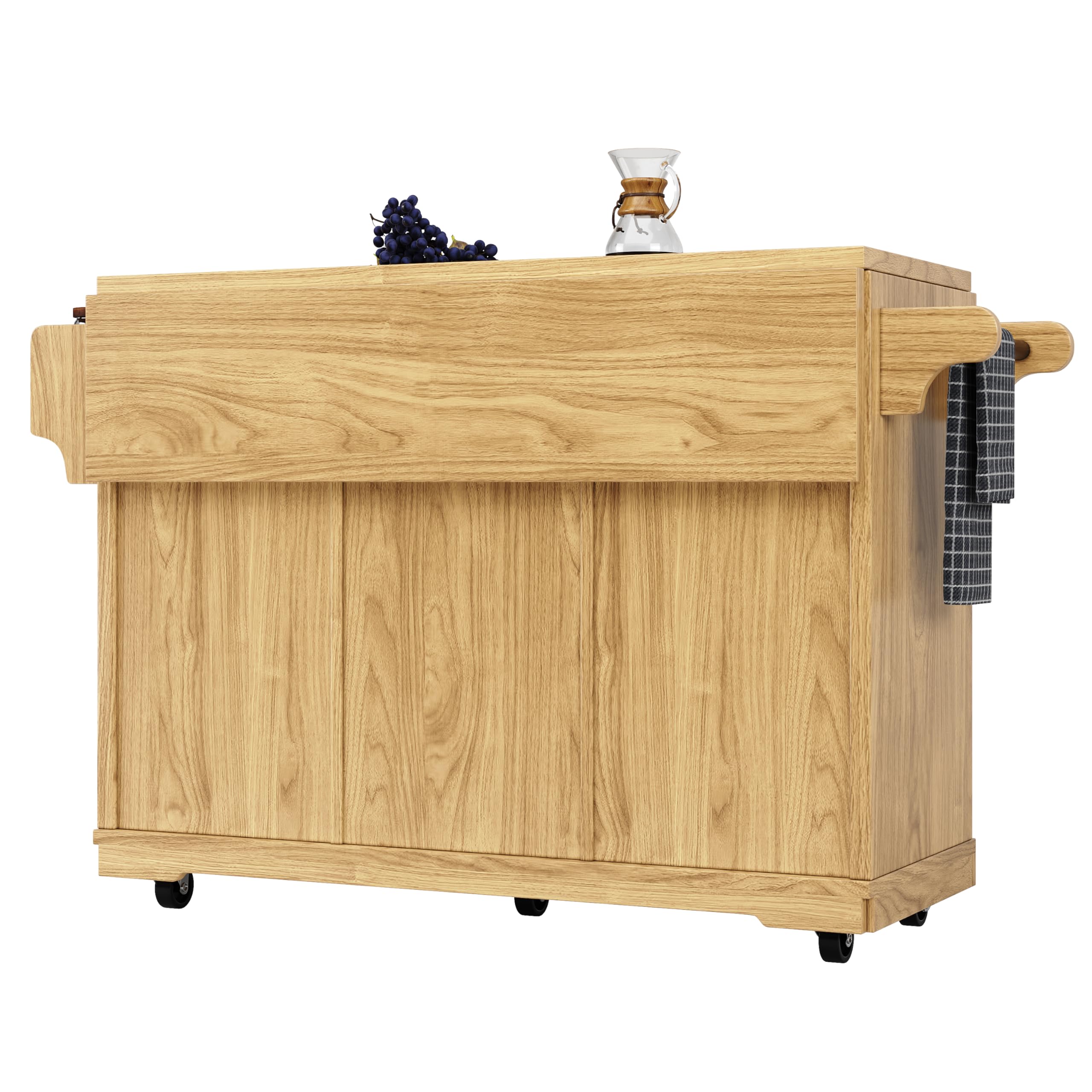 Lexiou Carro plegable para servir de cocina, 95 cm, con altura ergonómica | Cajones de ratán de polietileno para cocina, balcón y camping, color marrón oscuro