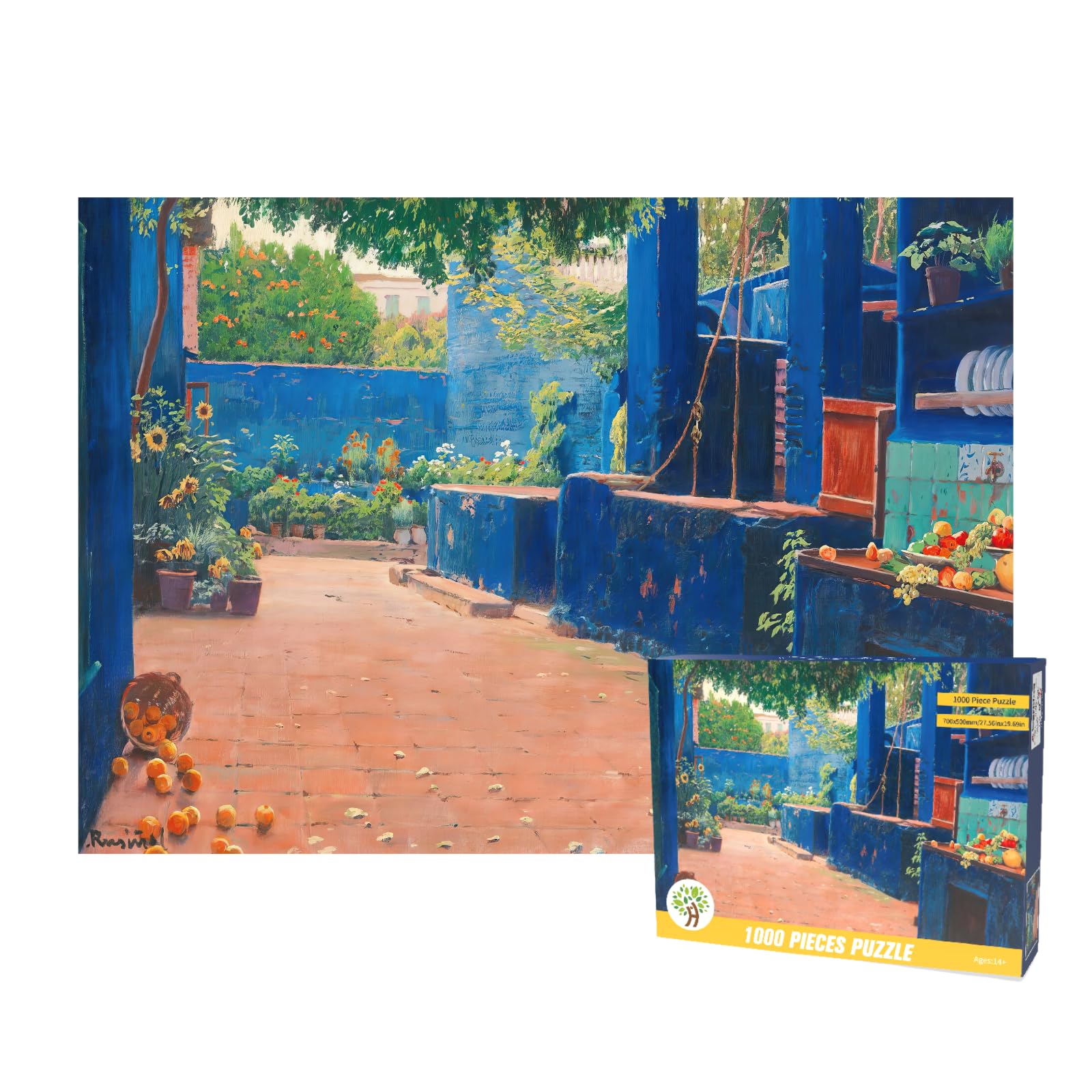Vetheuil in Winter by Claude Monet, Jigsaw Puzzle 1000 Pieces, Art Puzzle 1000 Pieces for Adult Age 14+ Museum Famous Paintings (The Blue Courtyard)